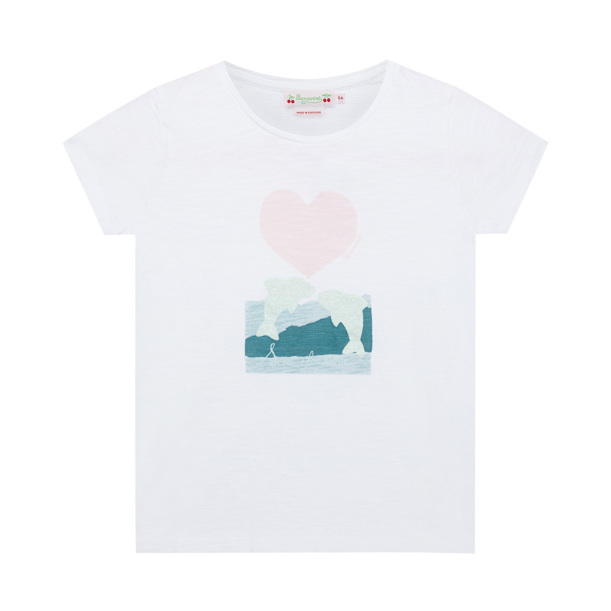 Girls White Printed Cotton T-Shirt