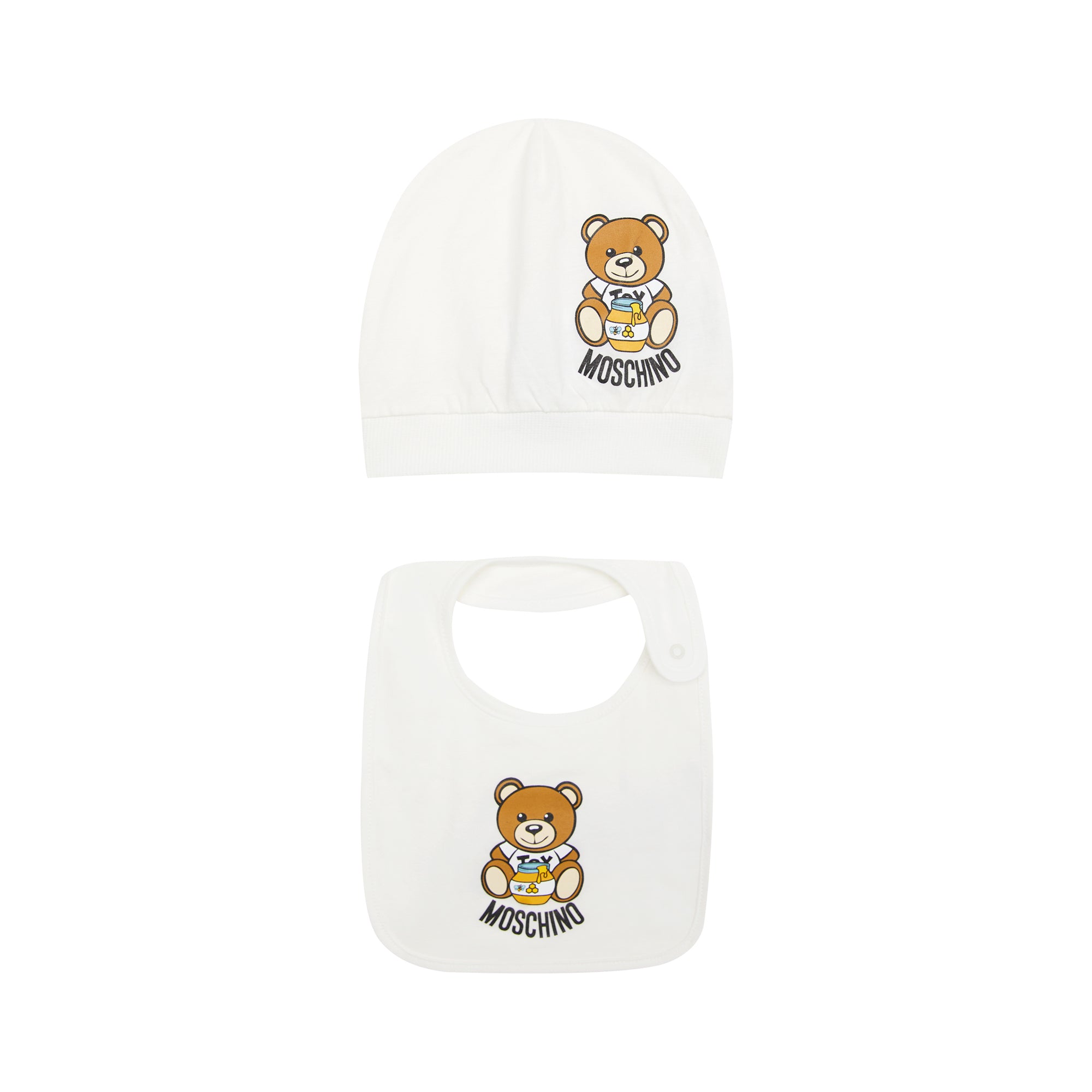 Baby Boys & Girls White Hat & Bib Set