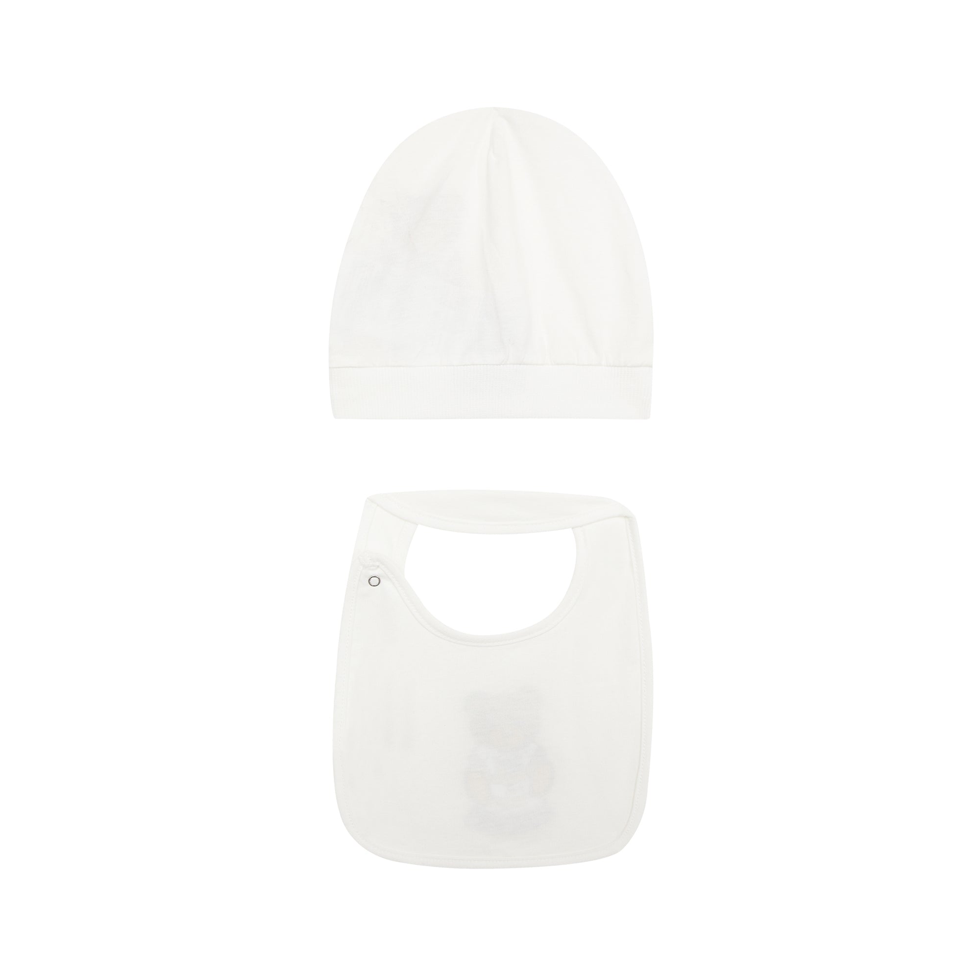 Baby Boys & Girls White Hat & Bib Set