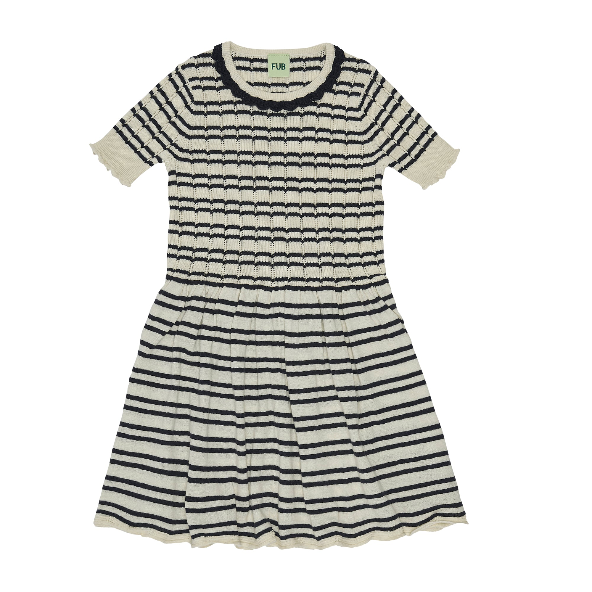 Girls Dark Navy Stripes Cotton Dress