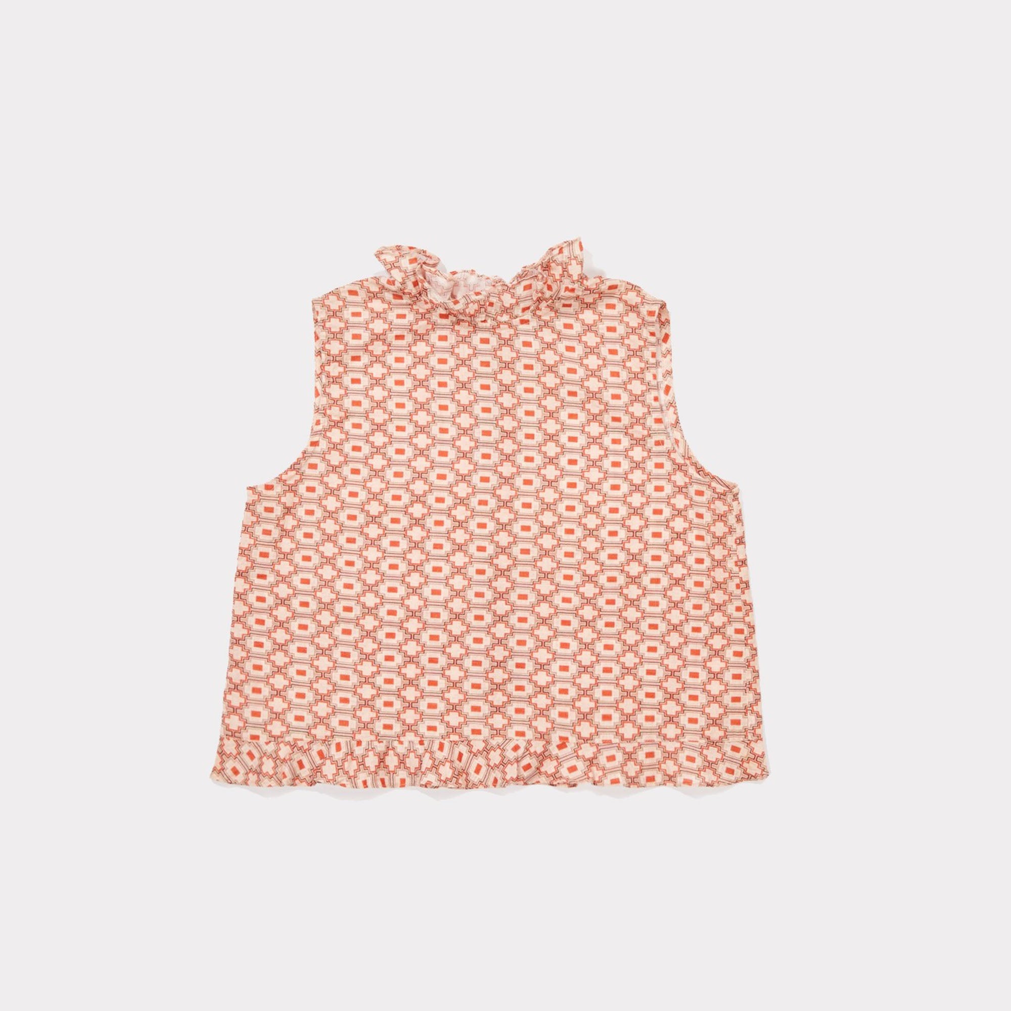 Girls Kaleido Red Woven Cotton Top