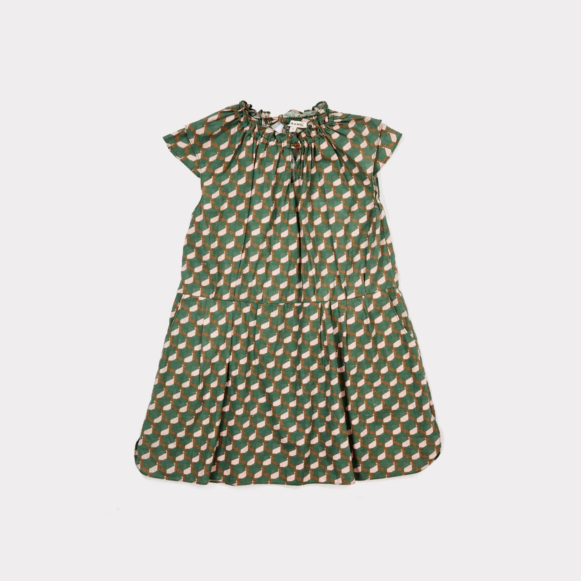 Girls Mint Pink Cotton Woven Dress