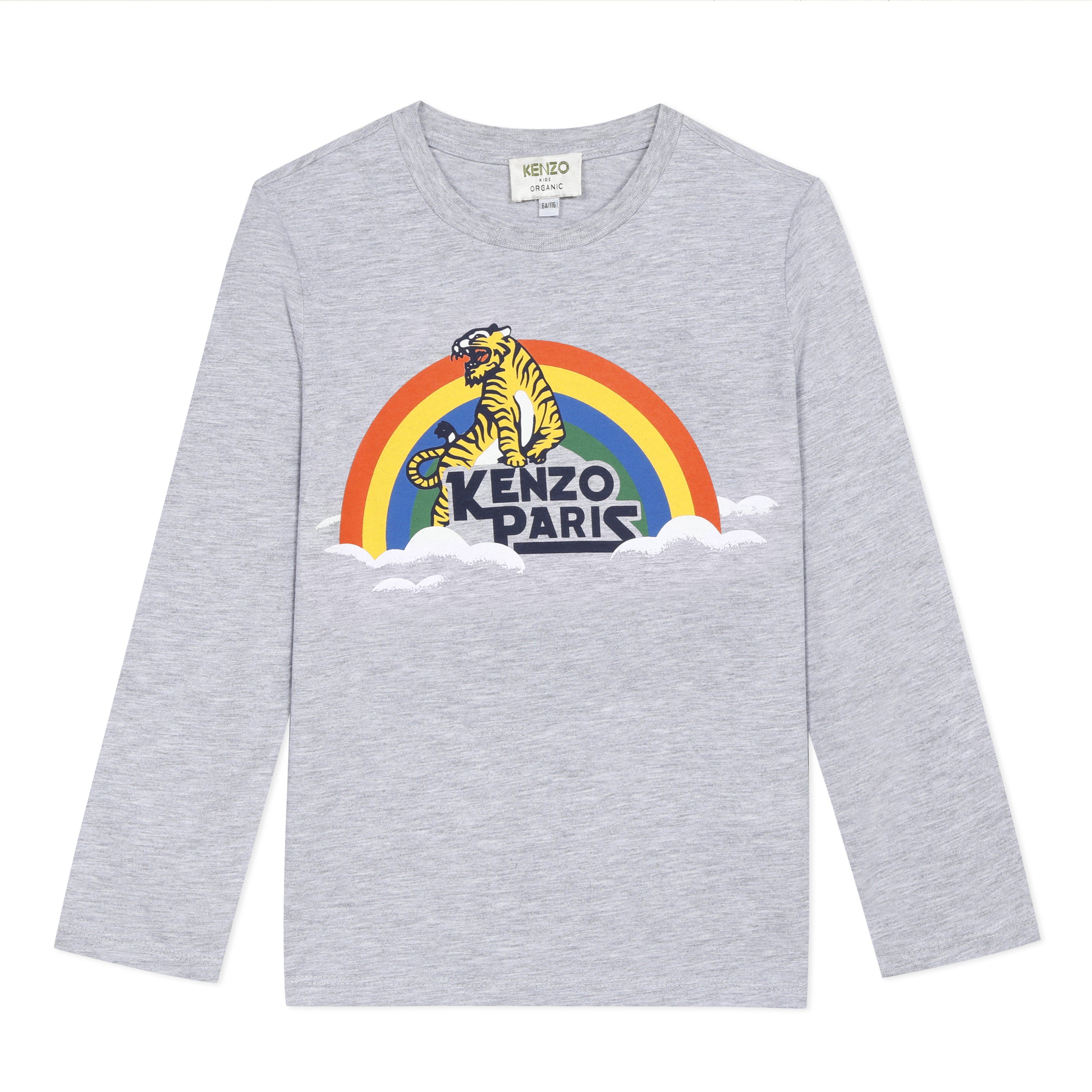 Boys Marl Grey Tiger Cotton T-Shirt