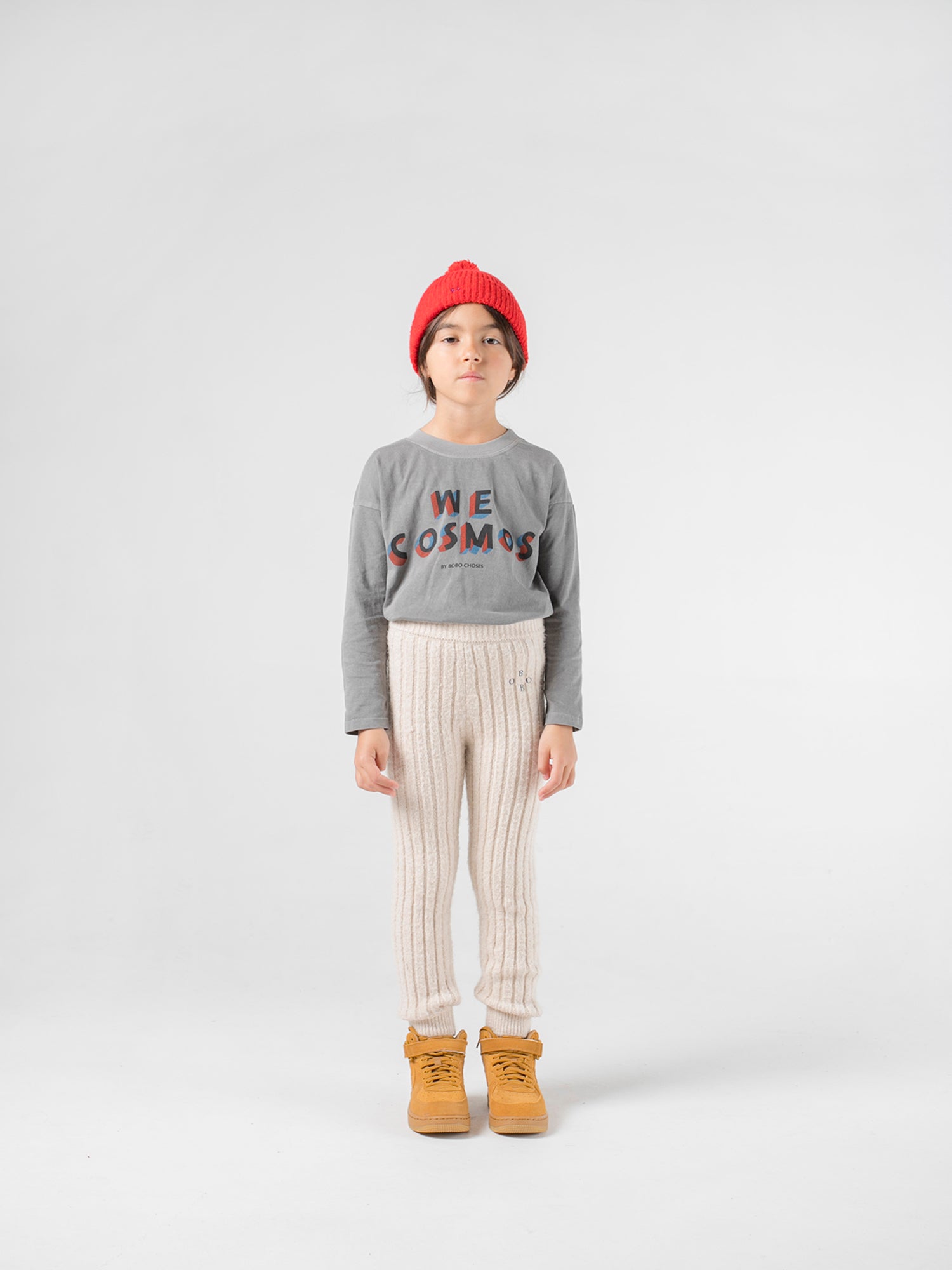 Boys & Girls Grey Logo Long Sleeve Cotton T-Shirt