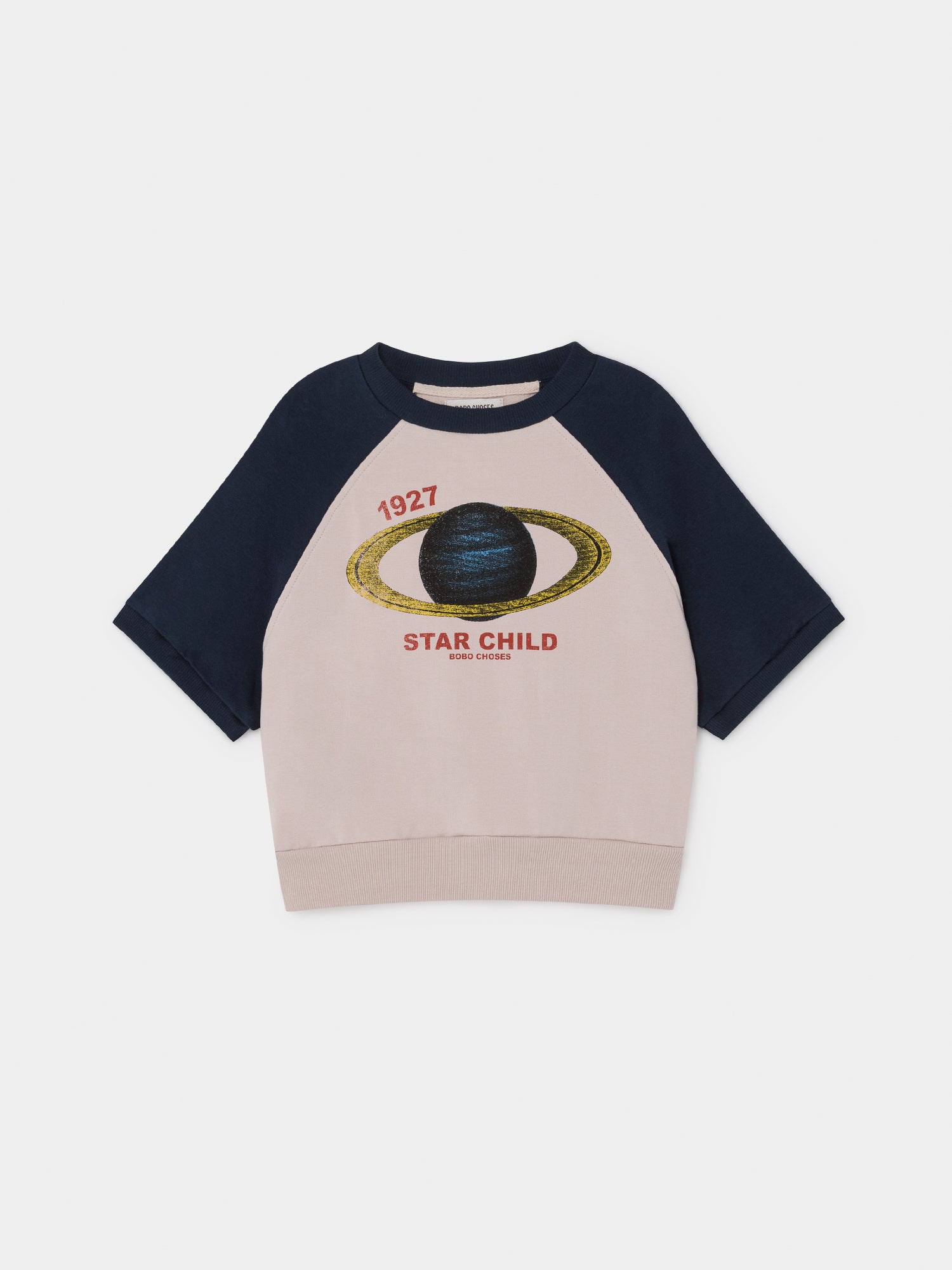 Girls Light Pink & Blue Saturn Cotton Sweatshirt
