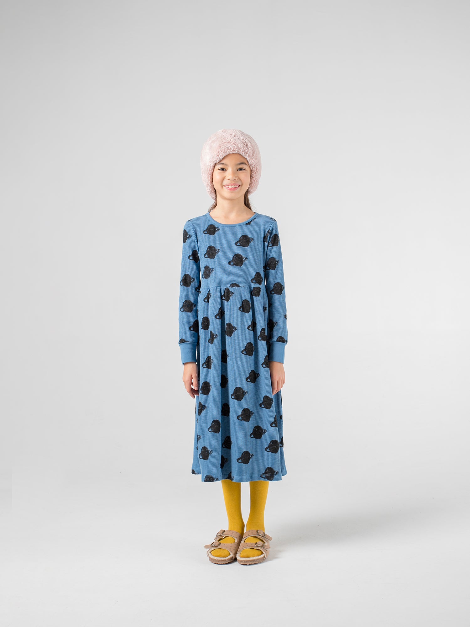 Girls Blue Big Saturn Cotton Dress