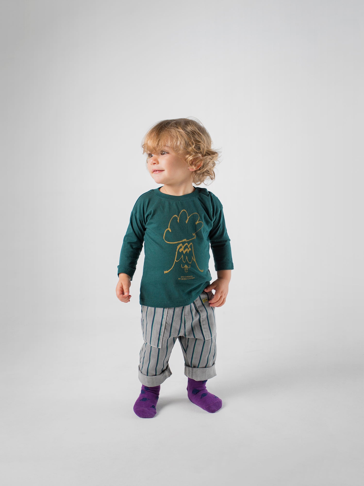 Baby Boys Green Volcano Long Sleeve Cotton T-shirt