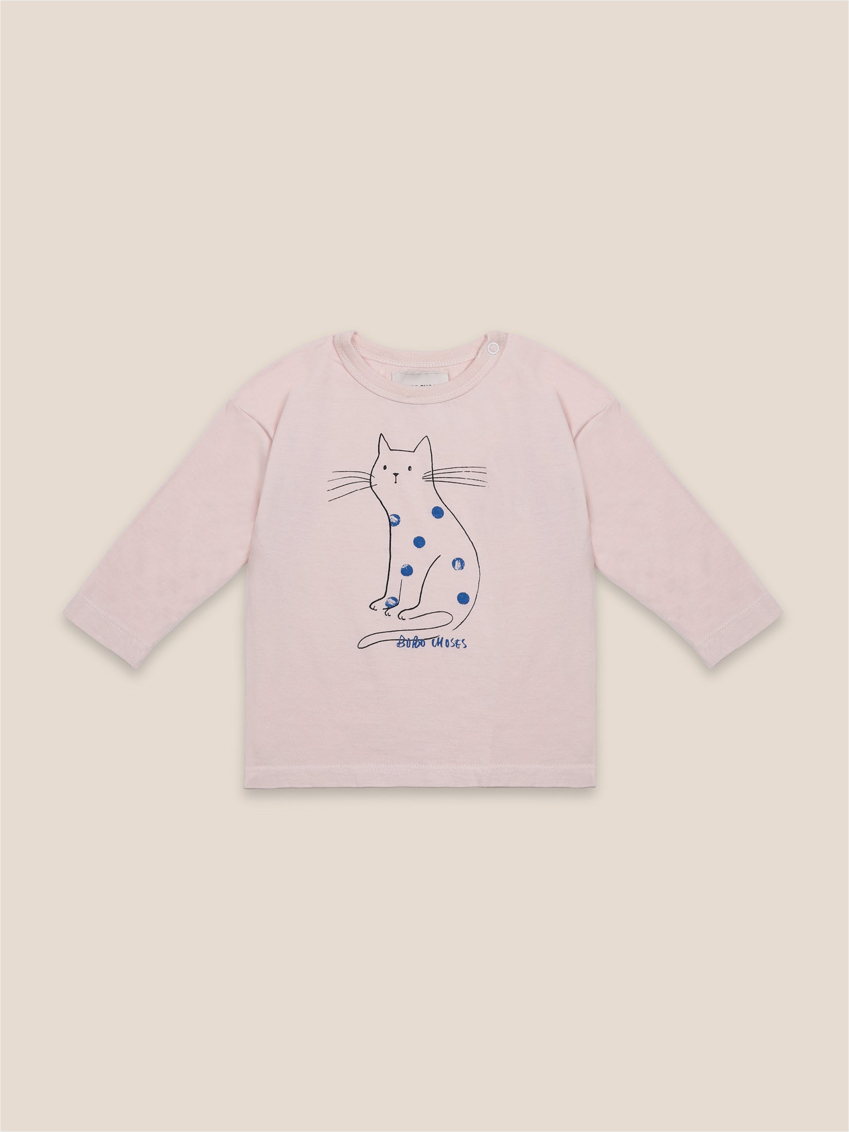 Baby boys Cream Tan Cat Organic Cotton T-Shirt