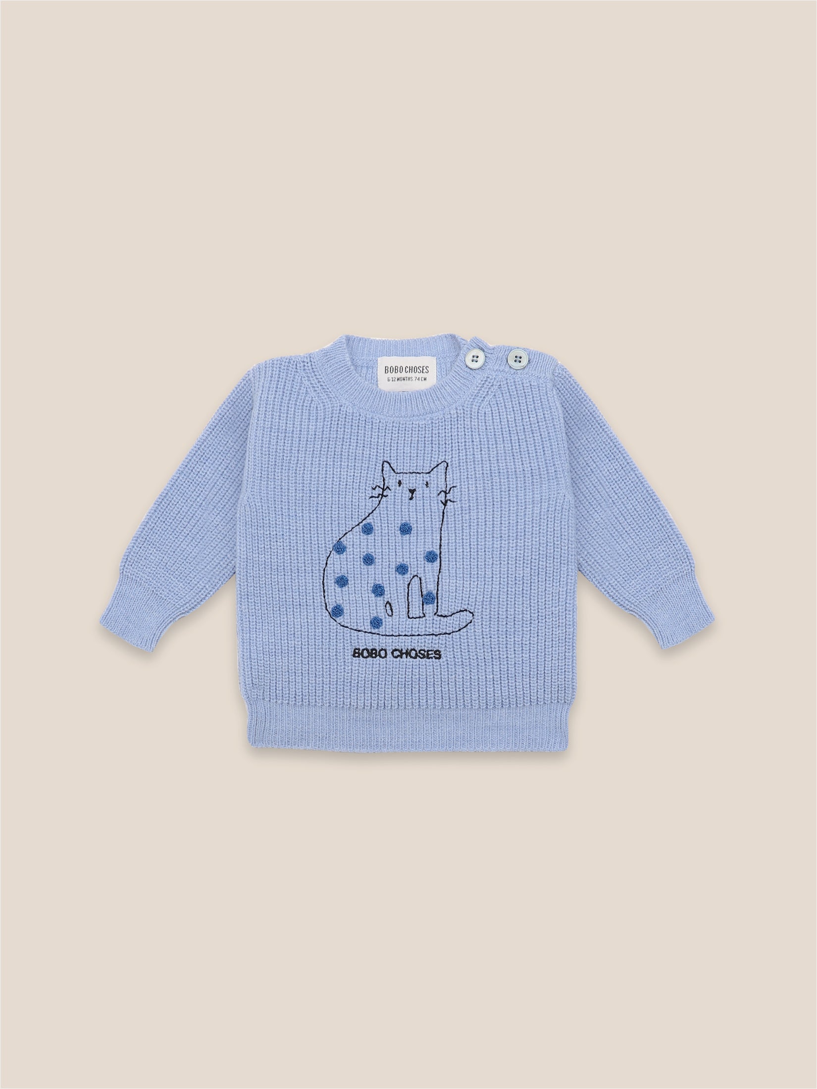 Baby Boys Forever Blue Cat Jumper