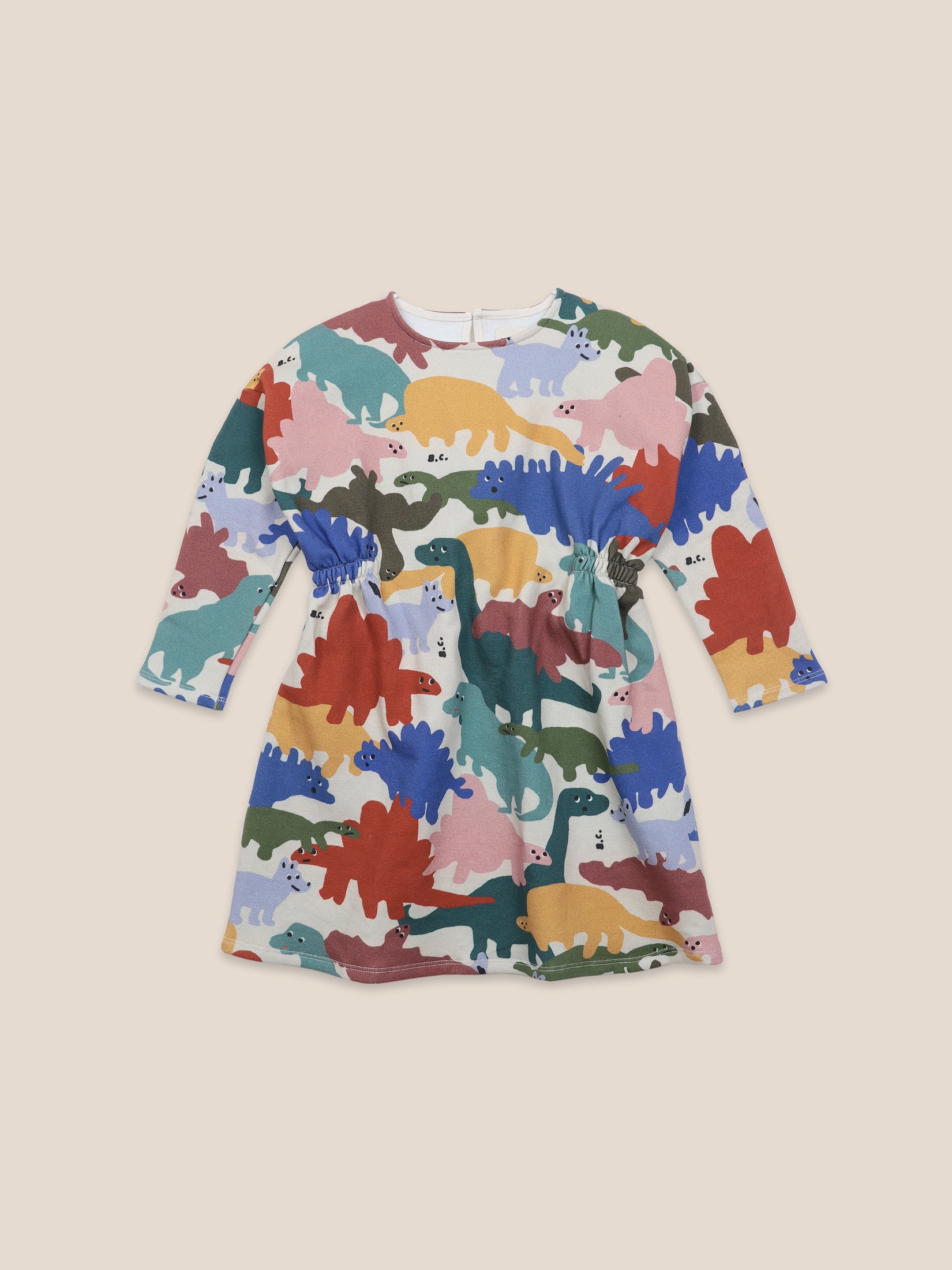 Girls Brown Rice Dinos Fleece Dress