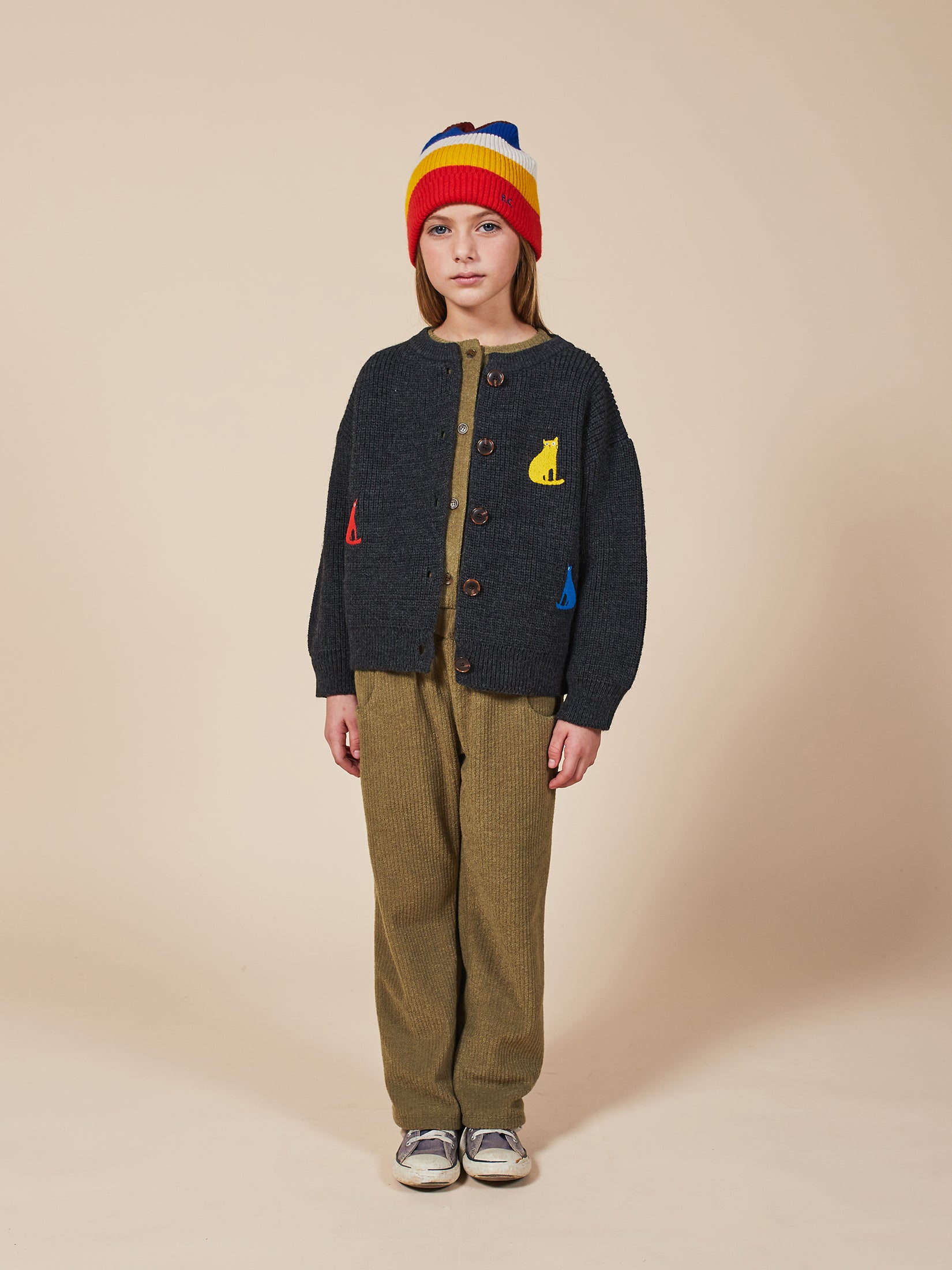 Boys & Girls Electric Blue Multicolor Stripes Beanie