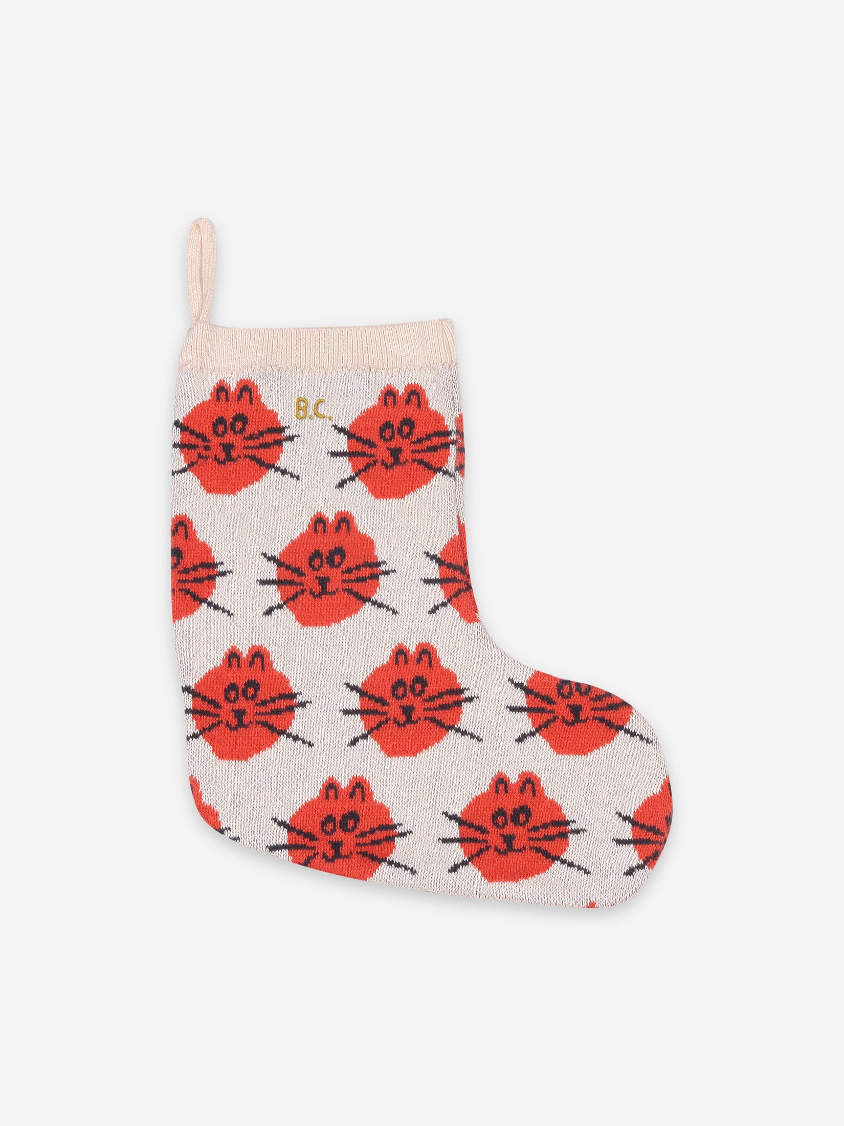 Rose Tan Cat Jacquard Fun Knitted Sock