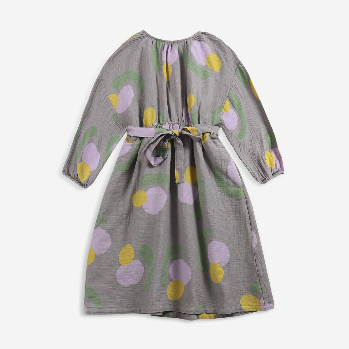 Girls Grey Fruits Printed Cotton Dress