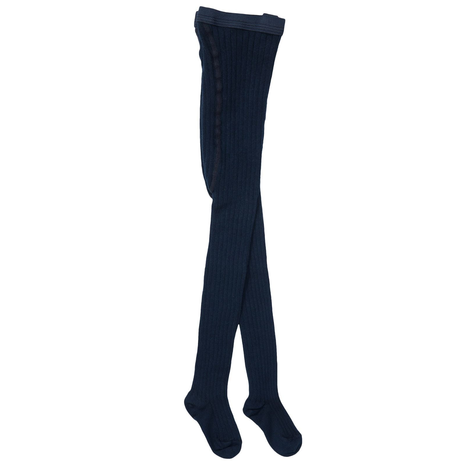 Girls Navy Blue Knitted Ribben Tights - CÉMAROSE | Children's Fashion Store - 1