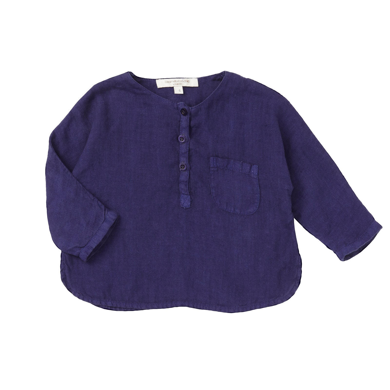 Baby Boys Navy Blue Linen Shirt With Patch Pocket - CÉMAROSE | Children's Fashion Store