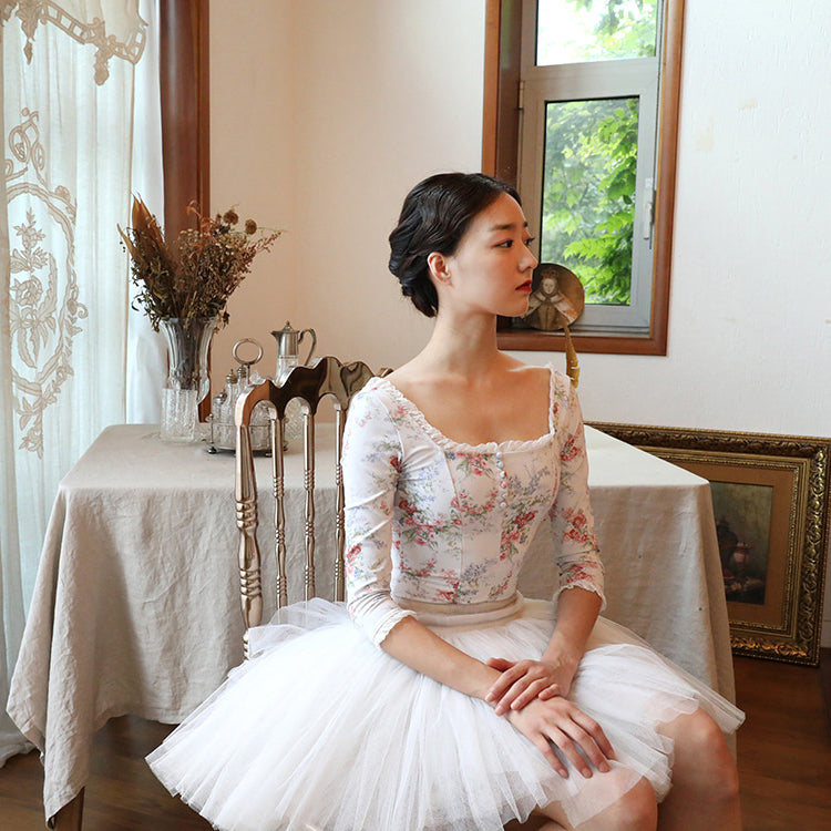 Girls White Floral Ballet Onesies