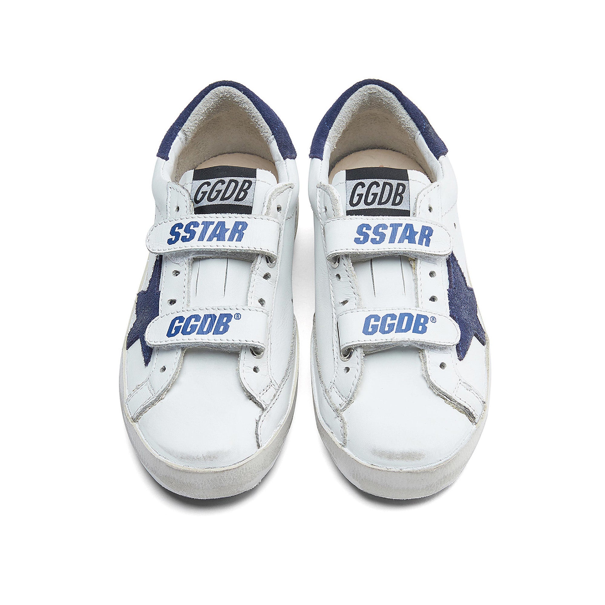 Boys & Girls White & Blue Star Leather Shoes