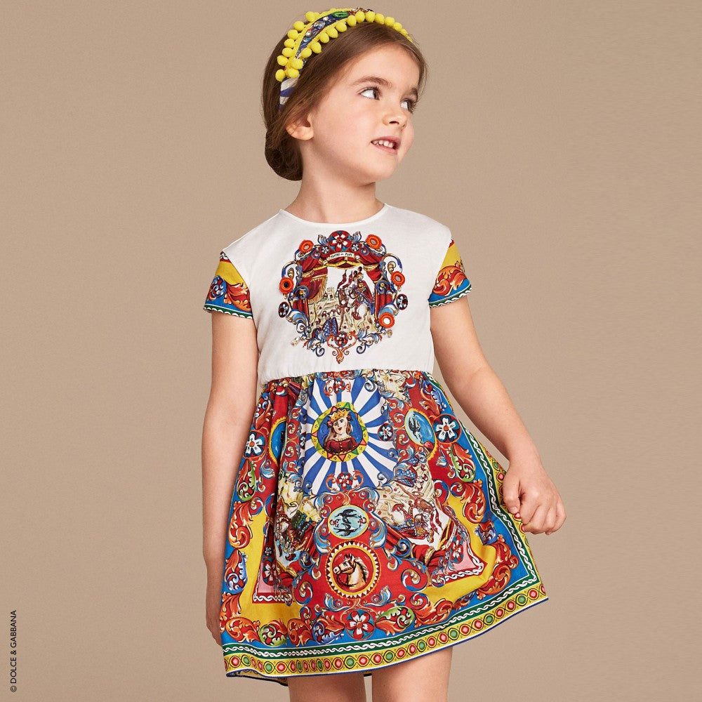 Girls Muliticolor Teatro Pupi Printed Dress - CÉMAROSE | Children's Fashion Store - 2