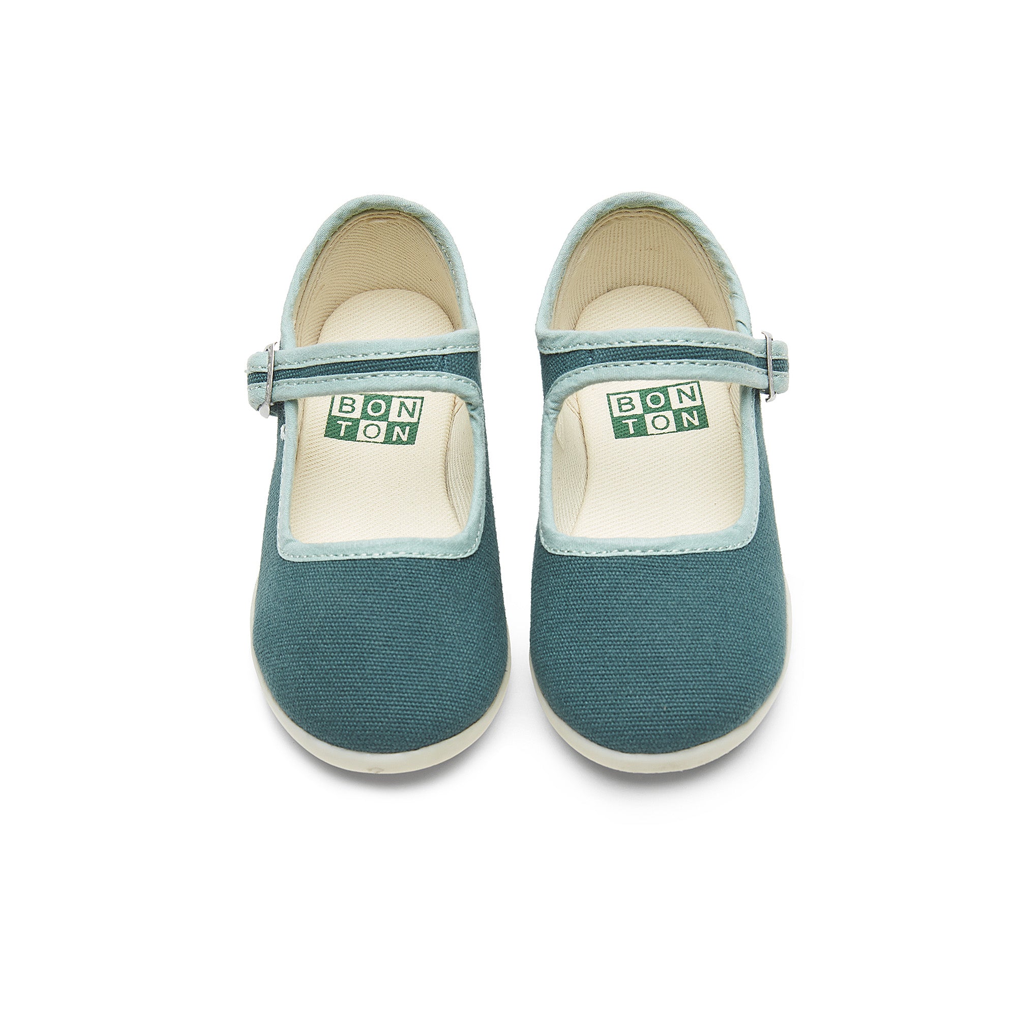 Girls Green Buckled Cotton Shoes