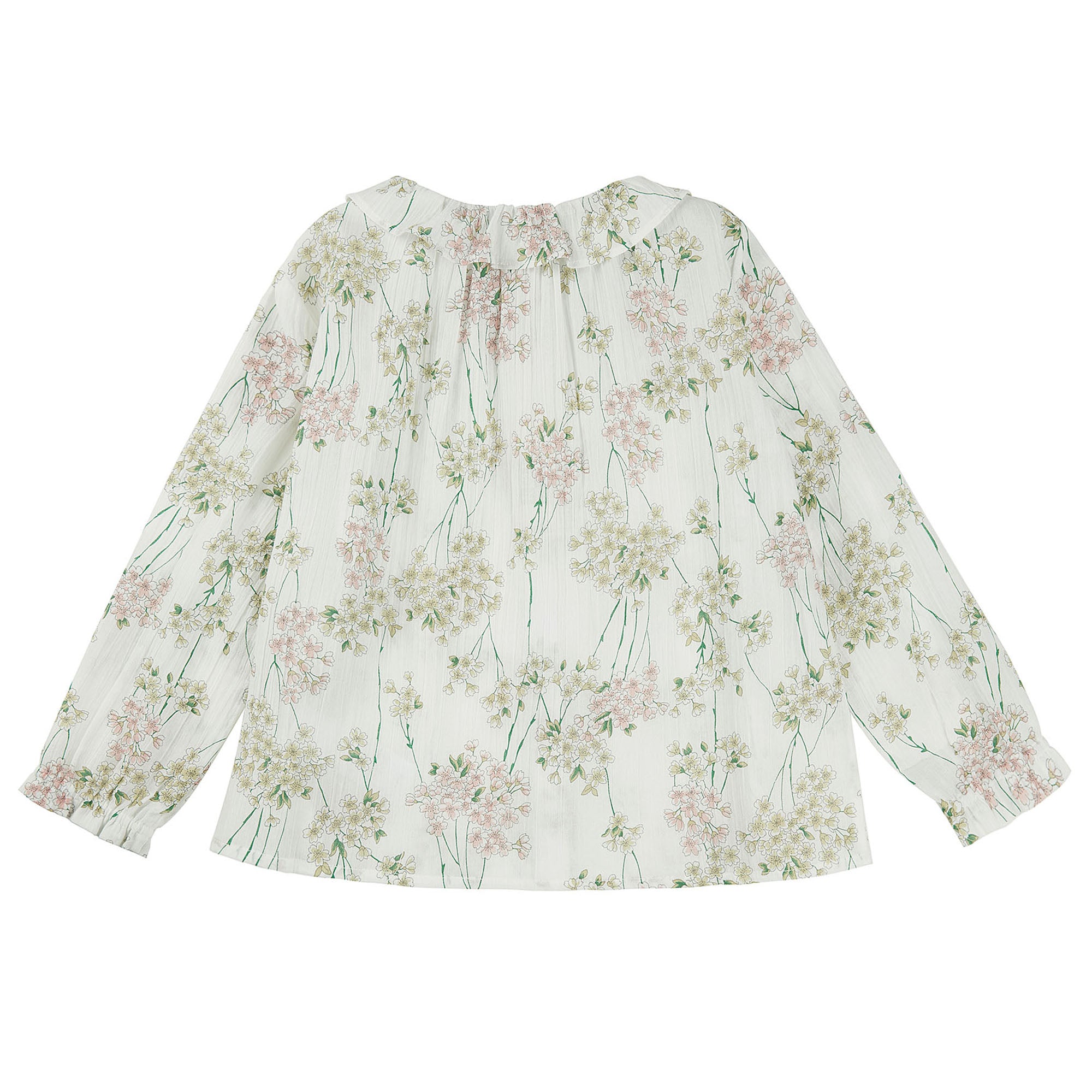 Girls Light Cyan Flowers Cotton Top