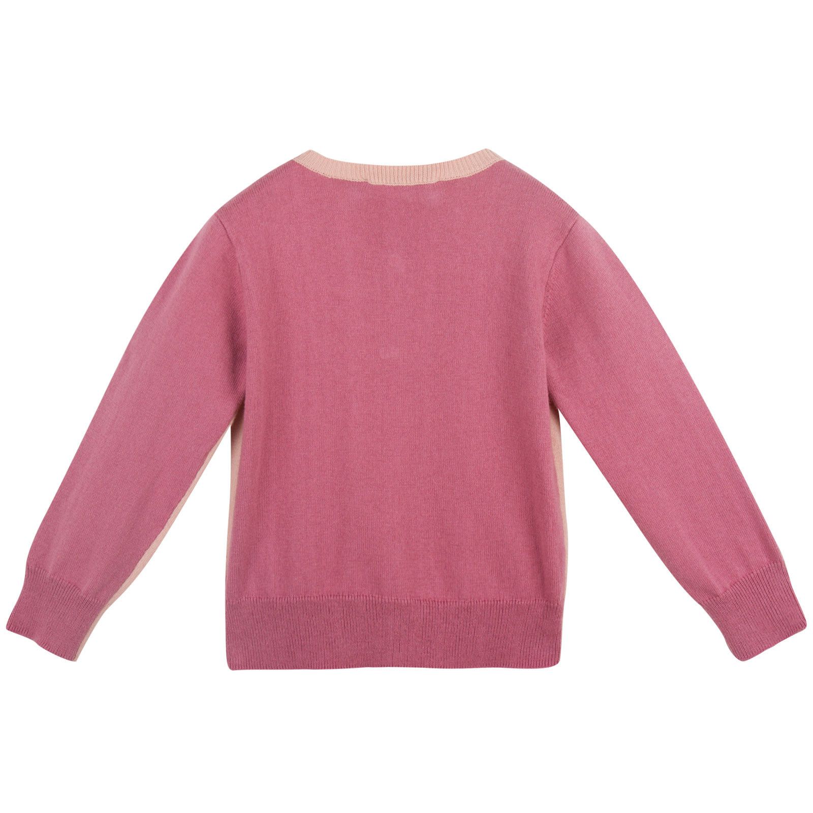 Lauren Baby Pink Wool&Red Cashmere Cardigan - CÉMAROSE | Children's Fashion Store - 2