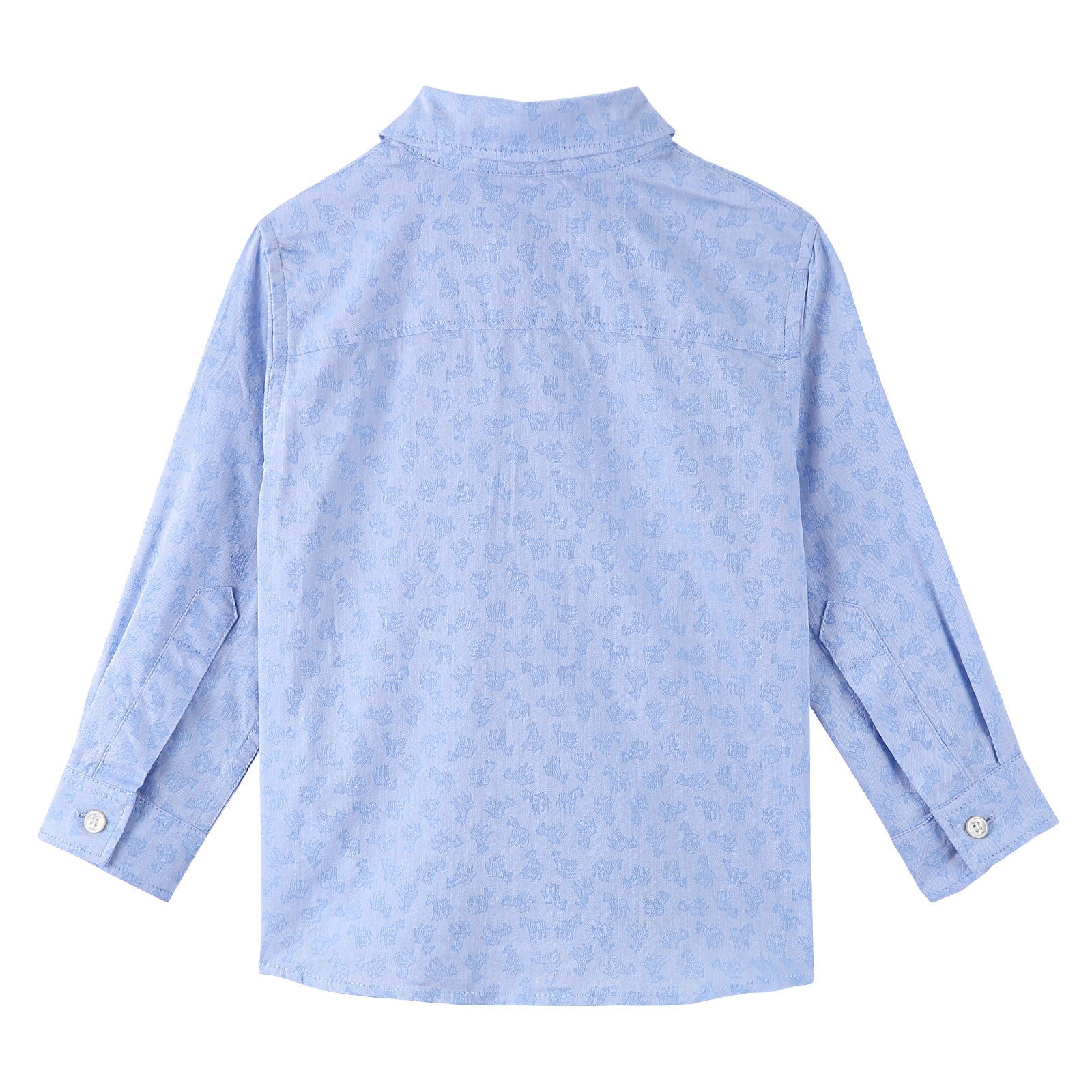 Baby Boys Sky Blue Cotton Shirts With Allover Horse Print - CÉMAROSE | Children's Fashion Store - 2