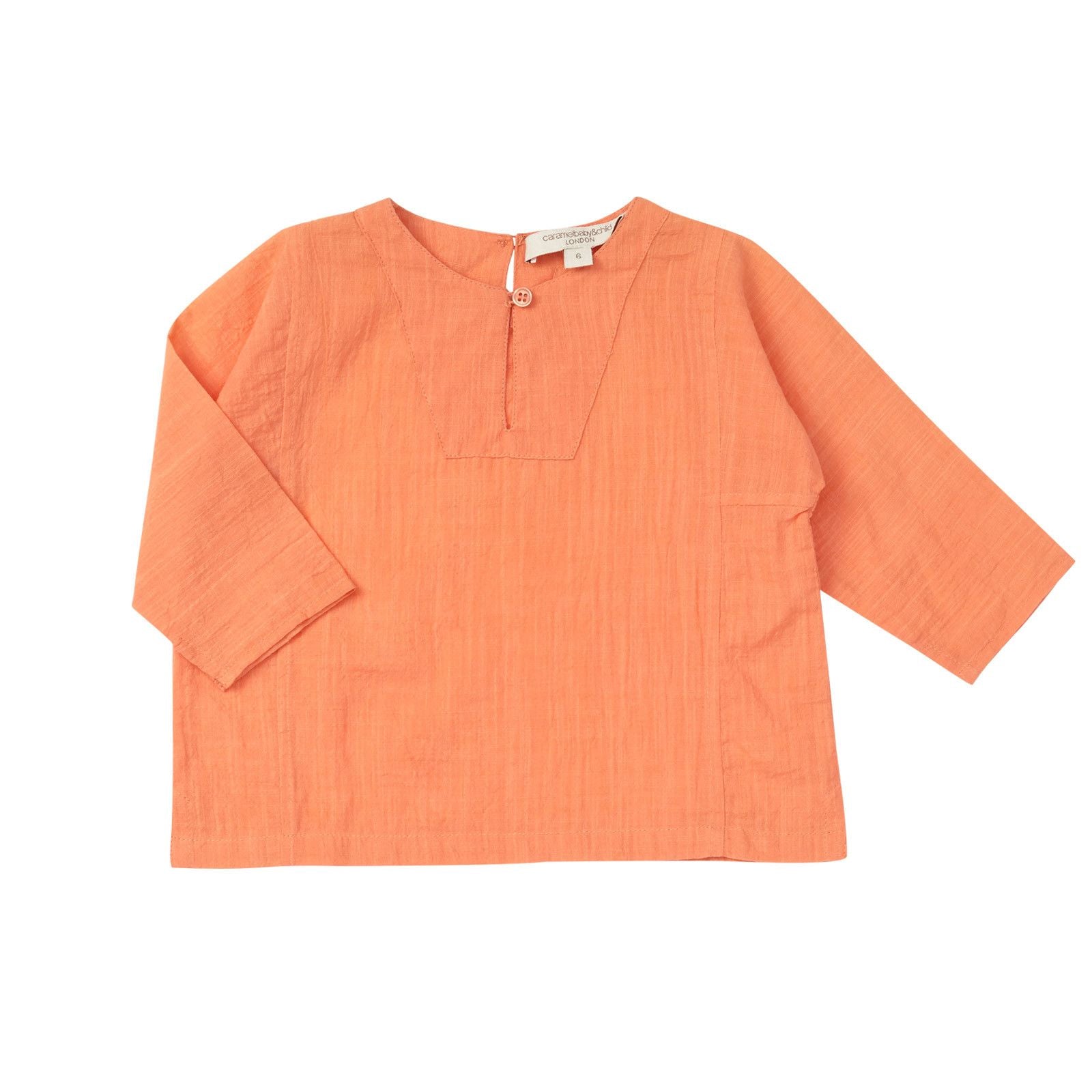 Baby Coral Pink Long Sleeve Cotton Blouse - CÉMAROSE | Children's Fashion Store