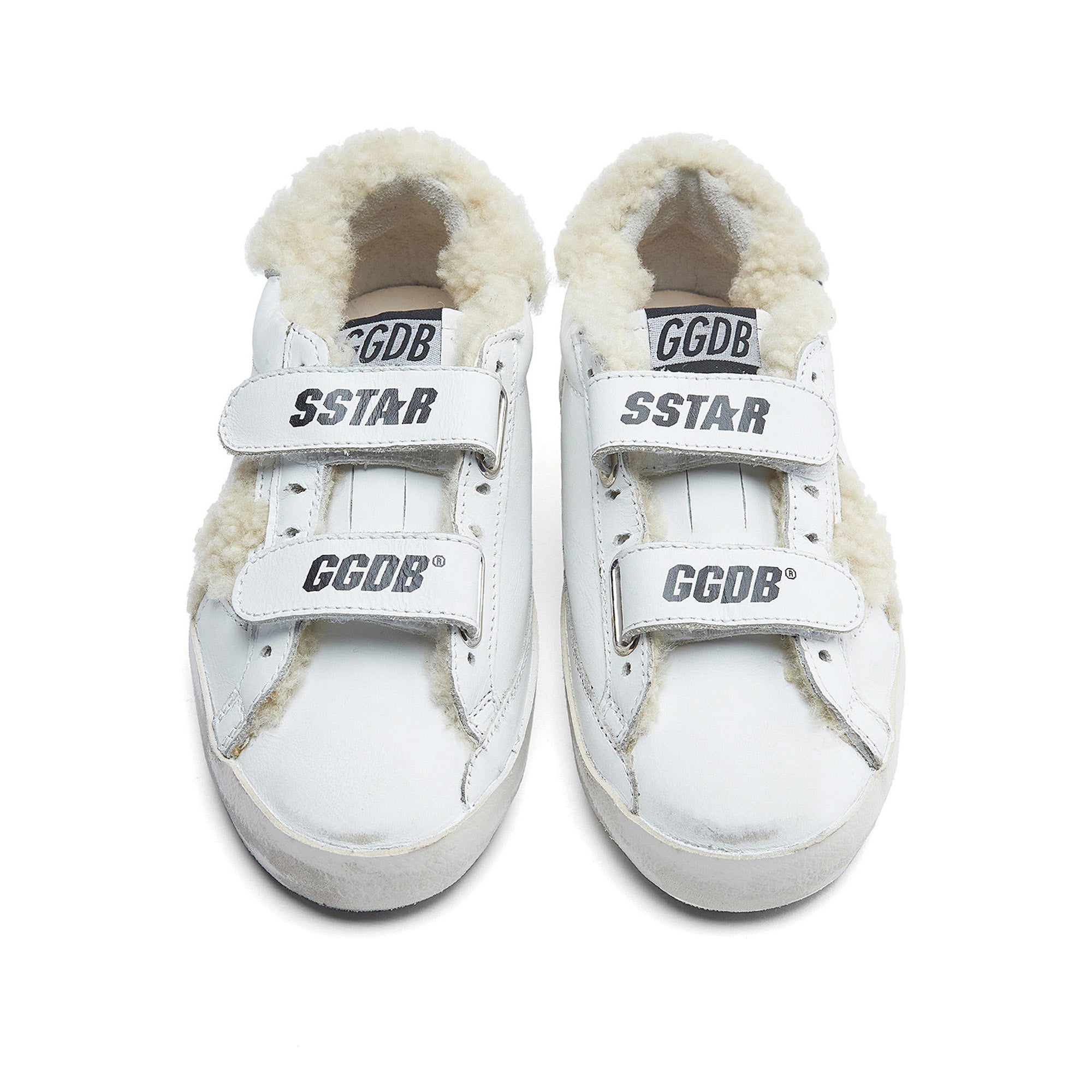 Girls White Star Leather Shoes