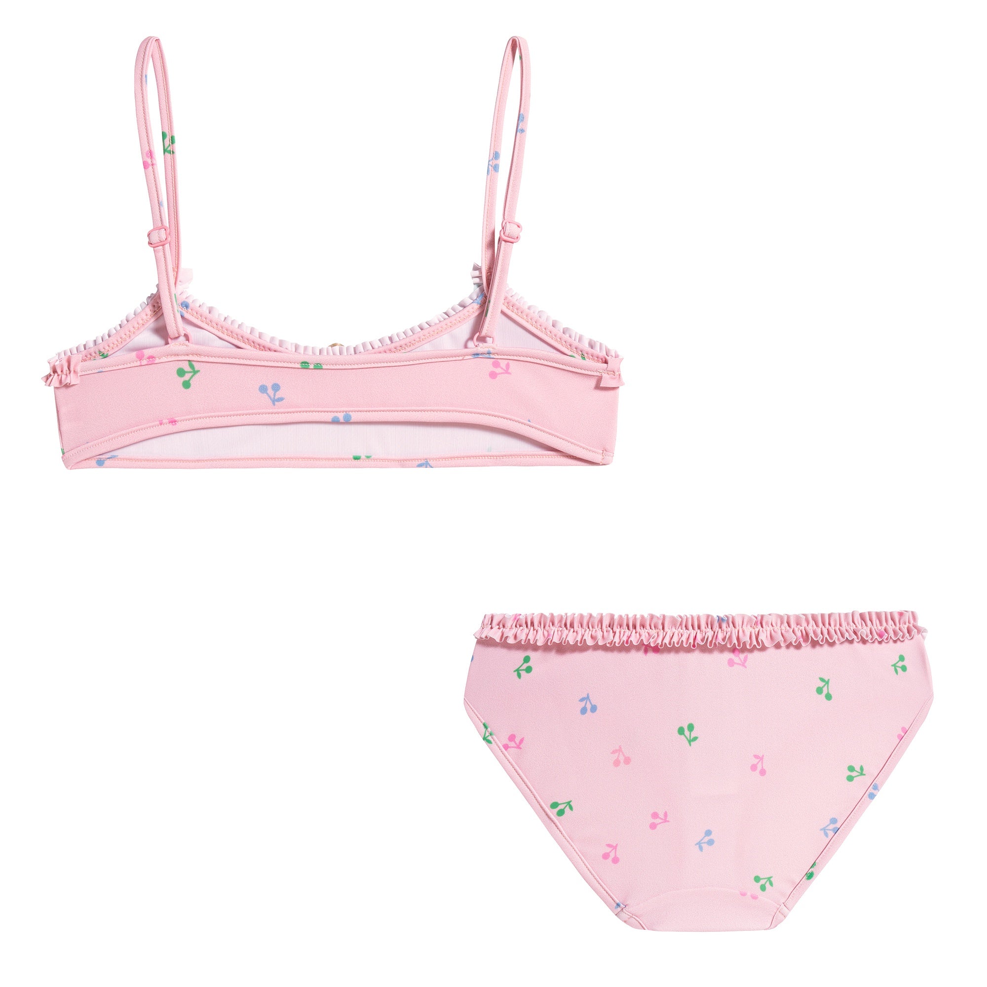 女童粉色碎花泳衣