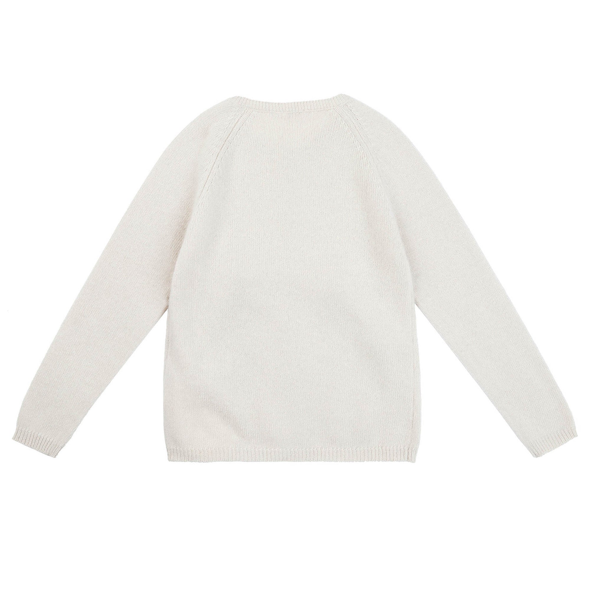 Girls Beige & Blue Wool Cardigan