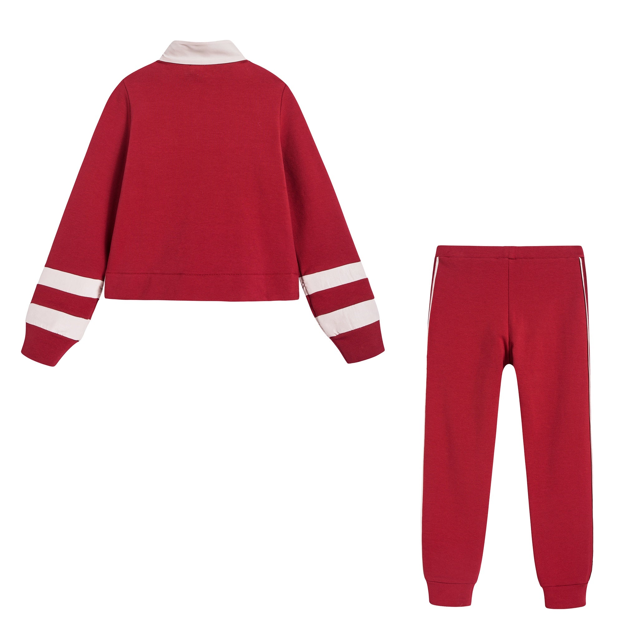 Boys & Gilrs Red "COMPLETO MAGLIA CARDIGAN + PAN" Cotton Set