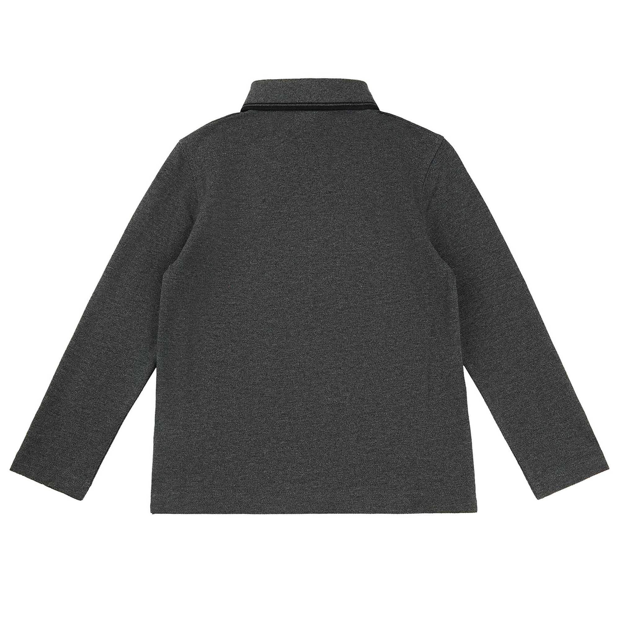 Boys Dark Grey Cotton Polo Shirt