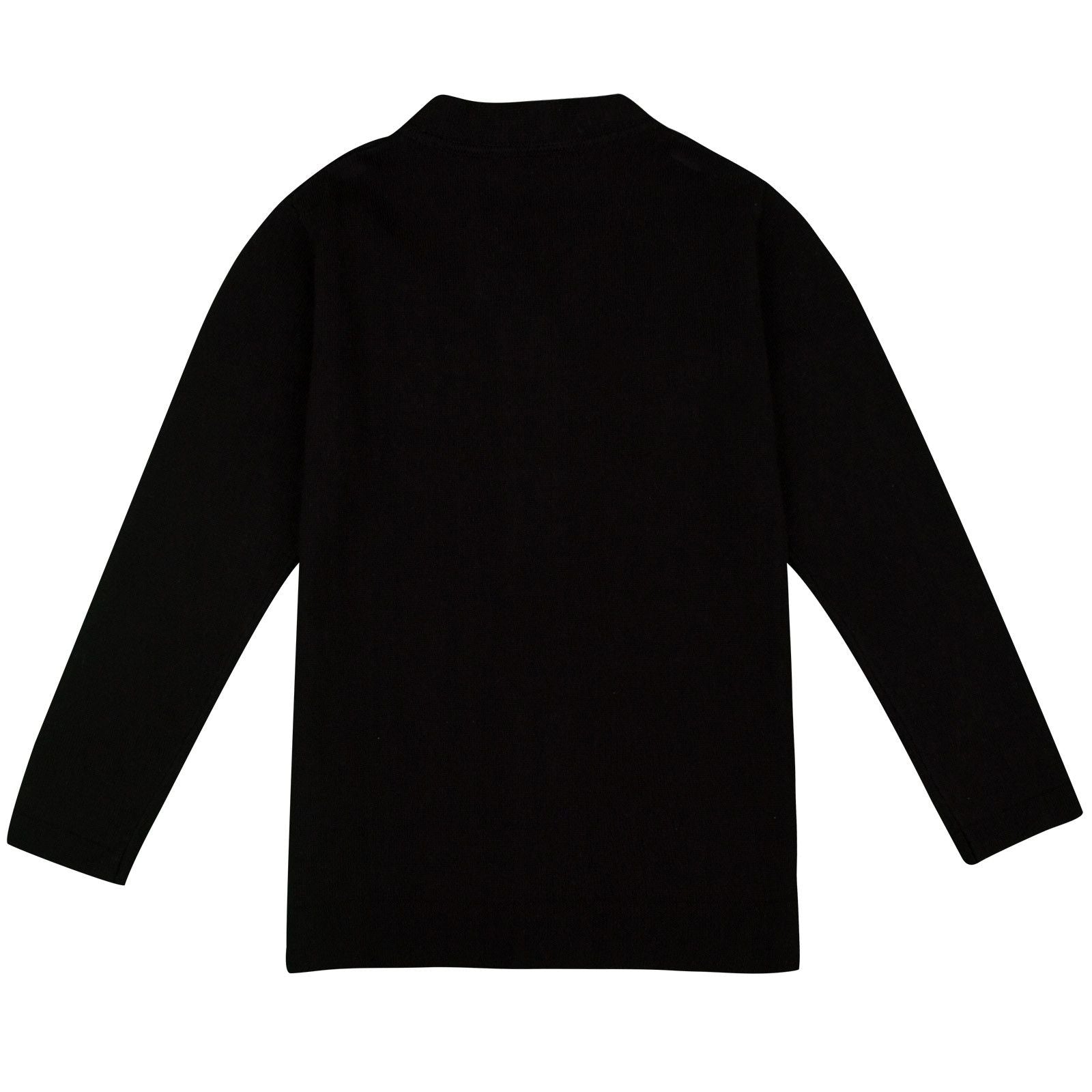 Girls Black Cardigan With Check Turn Up Cuffs - CÉMAROSE | Children's Fashion Store - 2