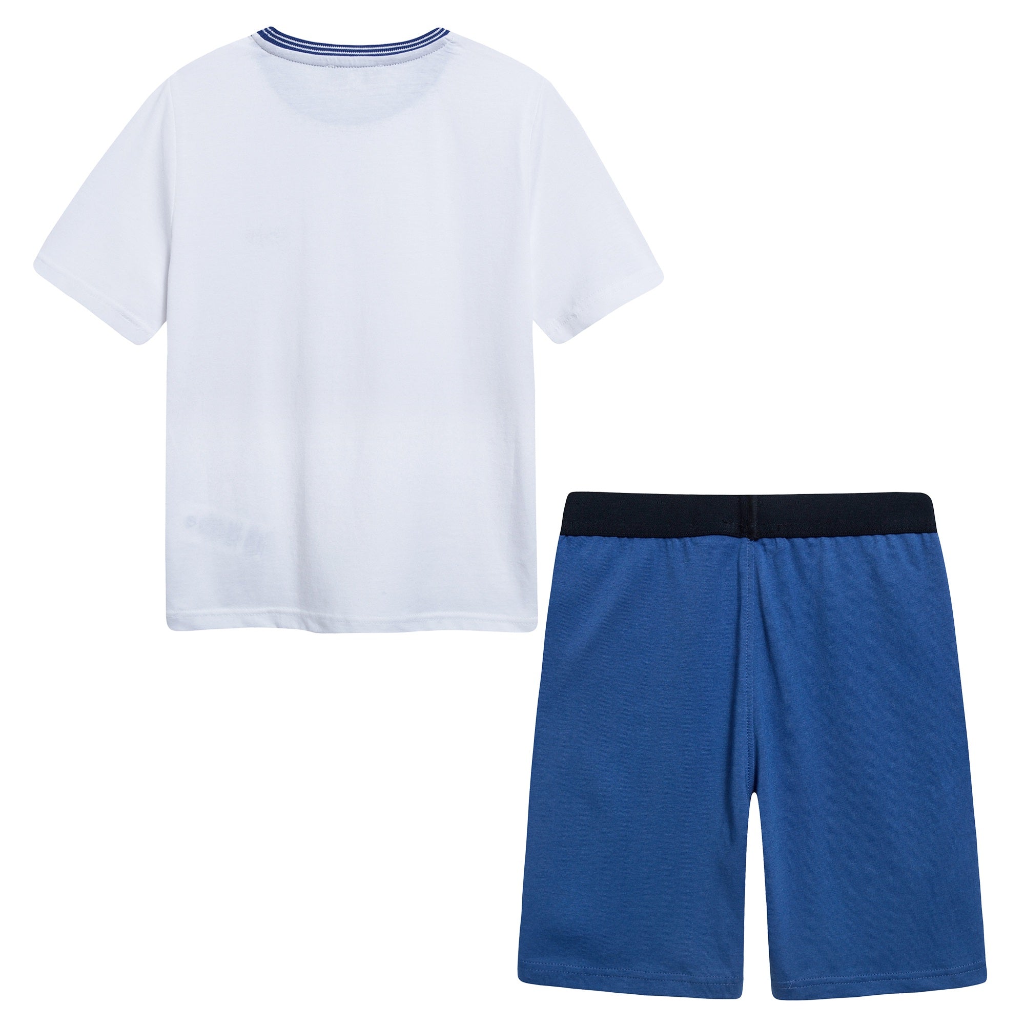 Boys White & Blue Logo Cotton Set