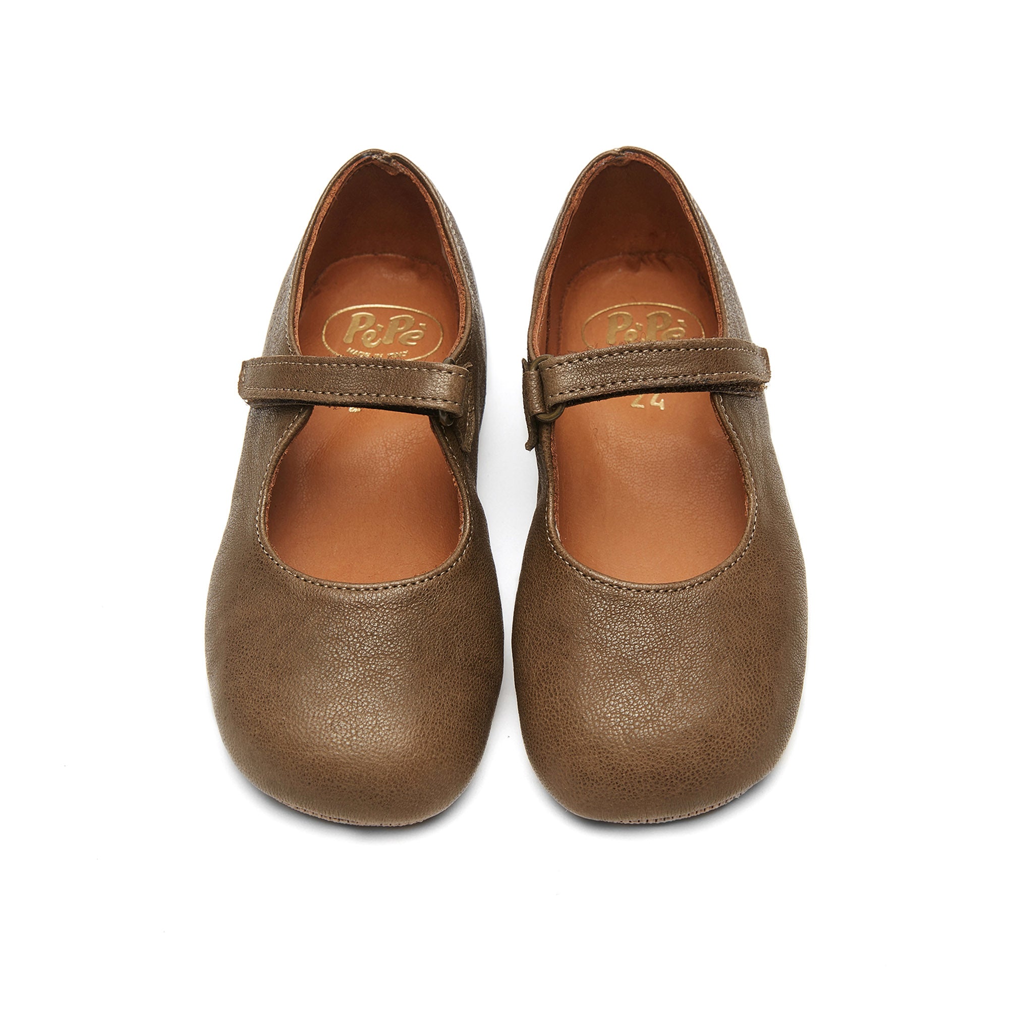Girls Dark Green Leather Shoes