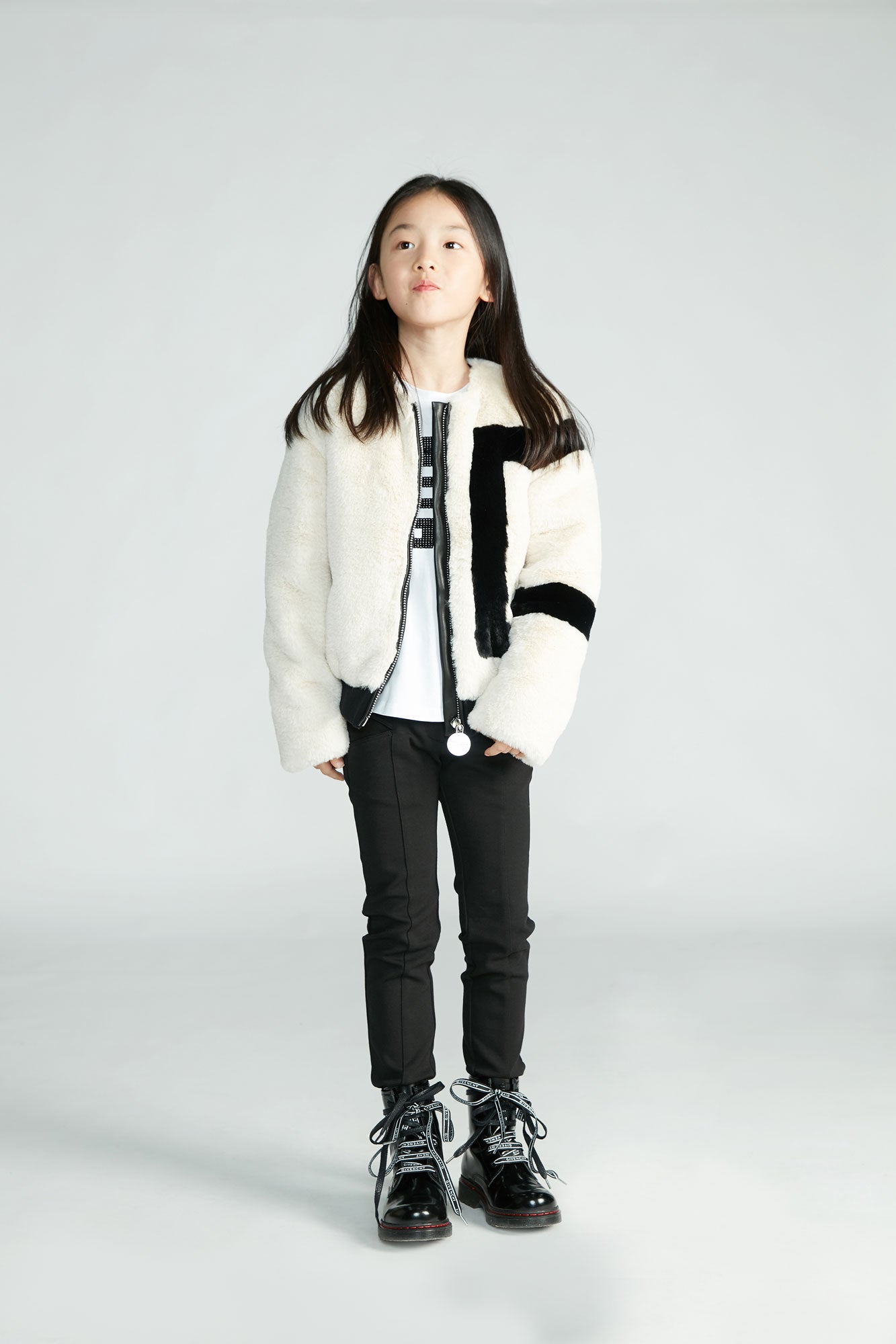 Girls Beige Zip Jacket