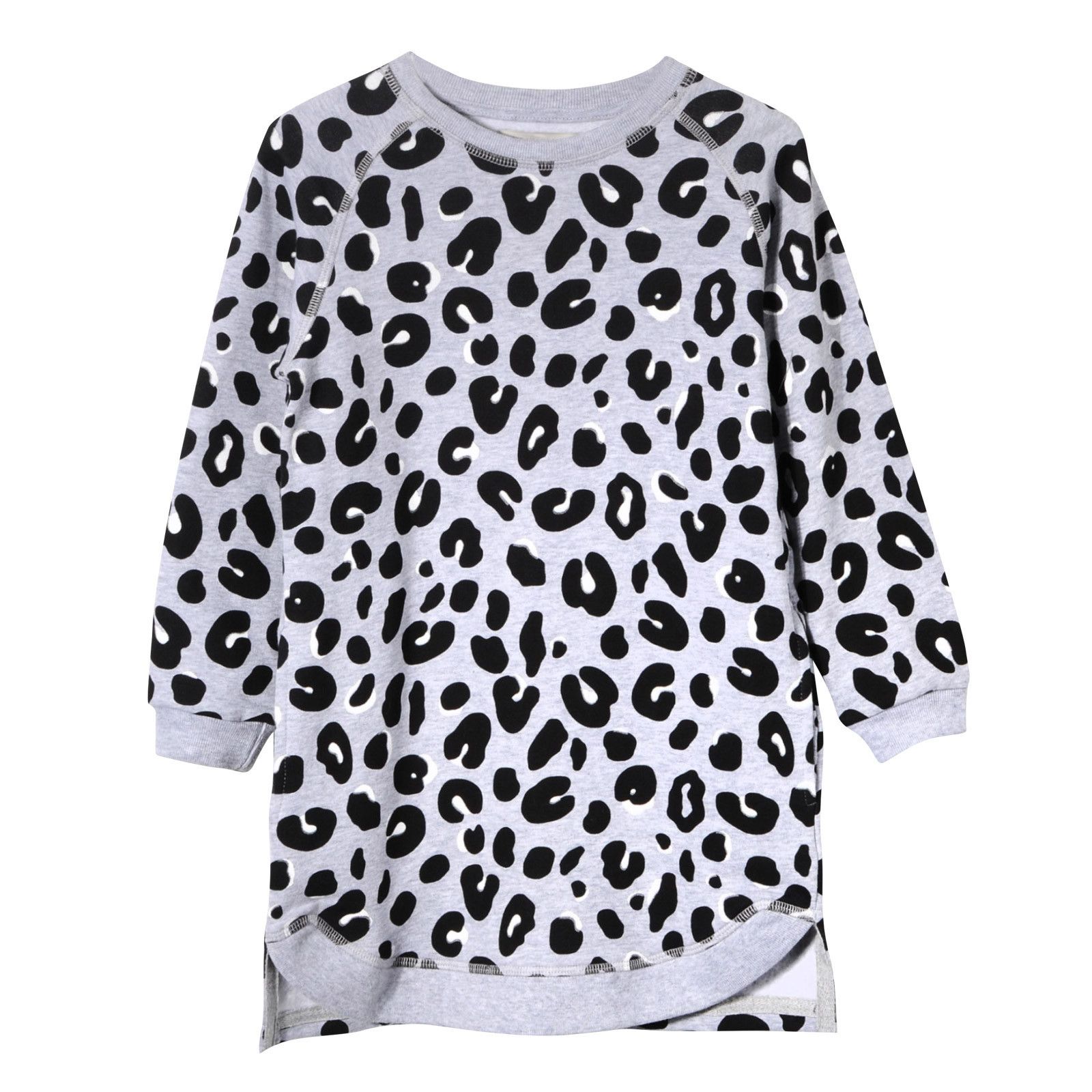 Saphire Girls Grey Leopard Printed Cotton Dress - CÉMAROSE | Children's Fashion Store - 1