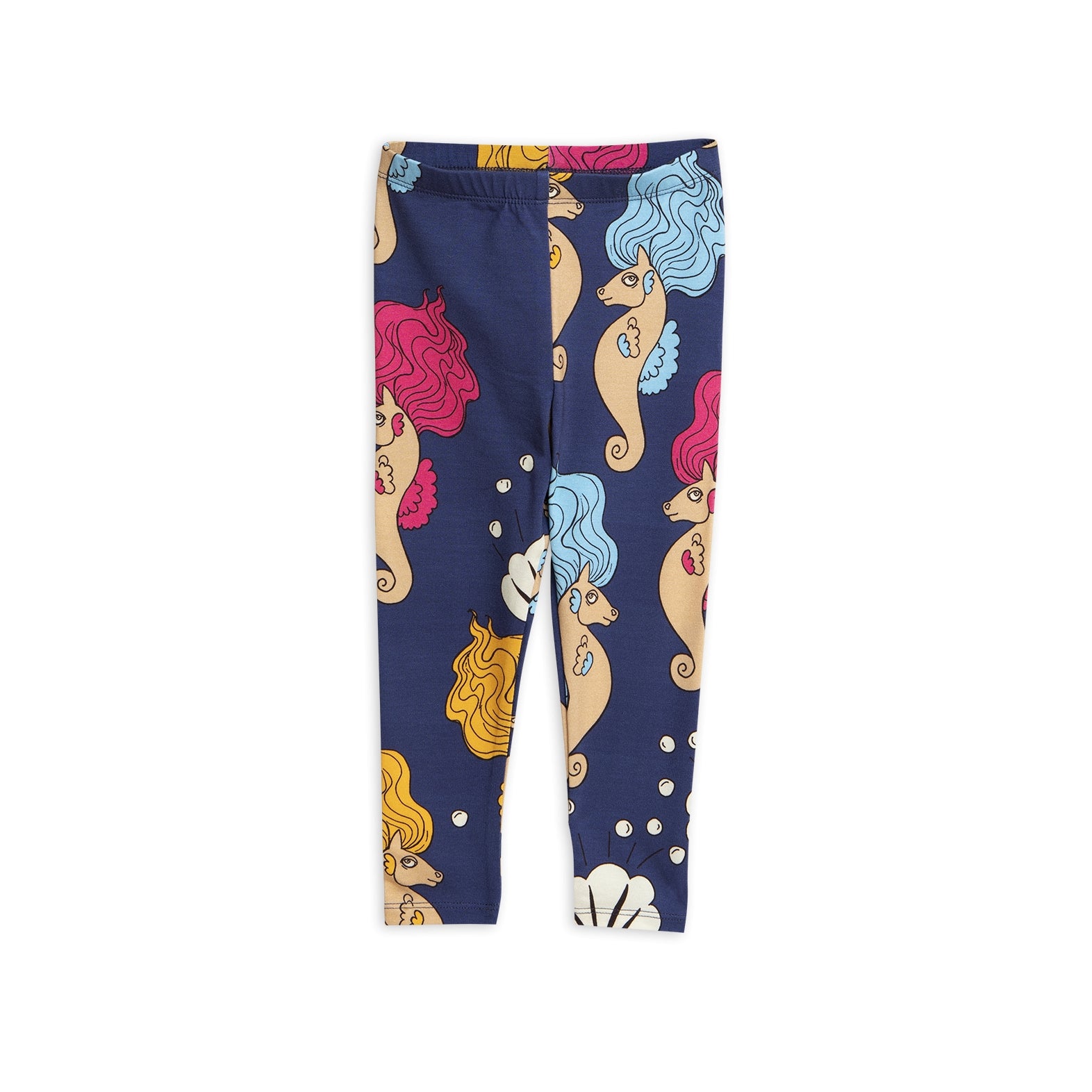 Girls Blue Seahorse Leggings