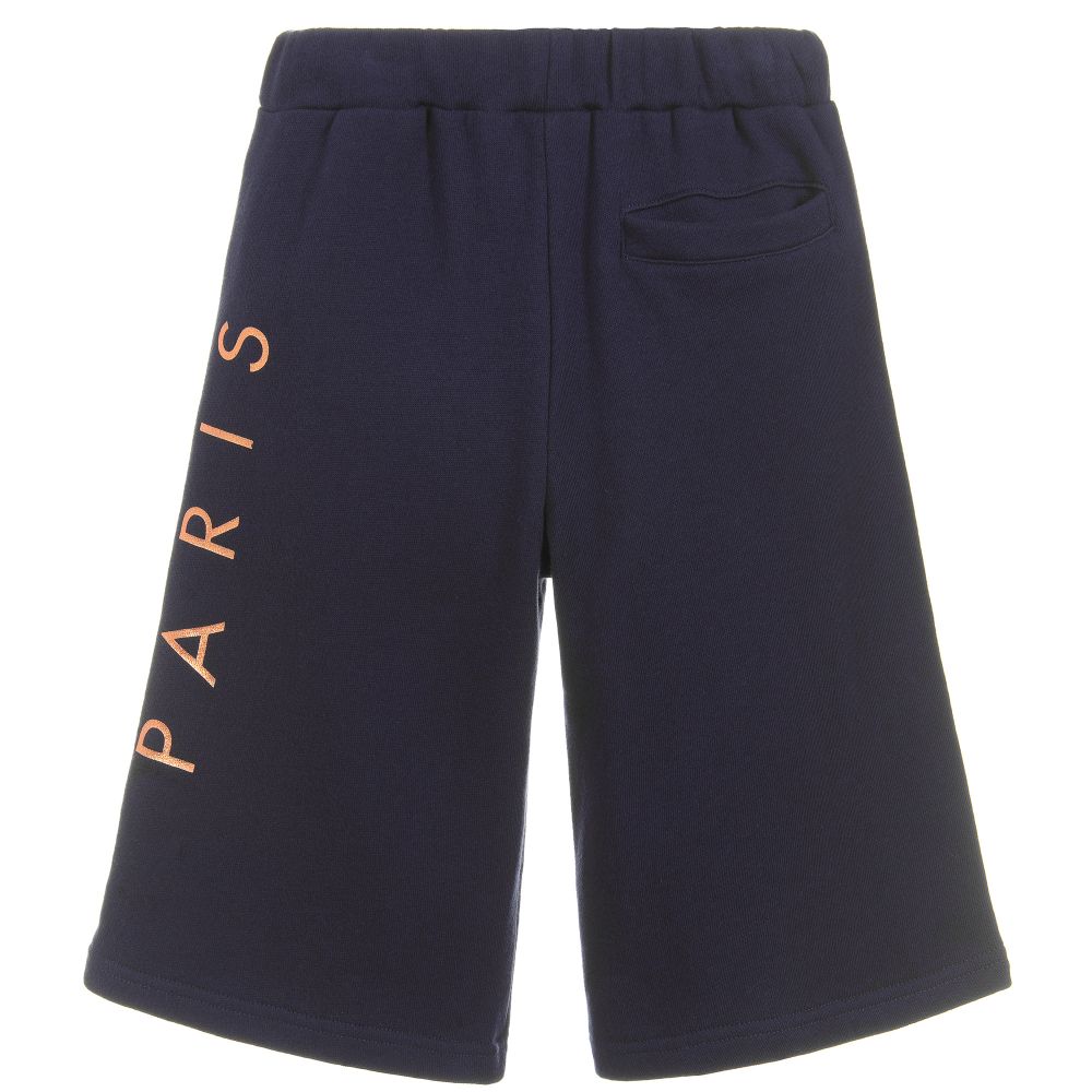 Girls Navy Logo Cotton Shorts