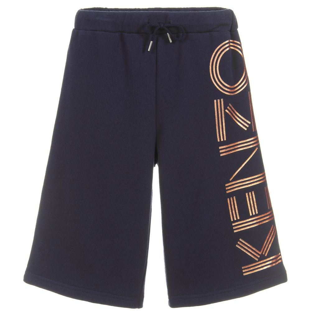 Girls Navy Logo Cotton Shorts
