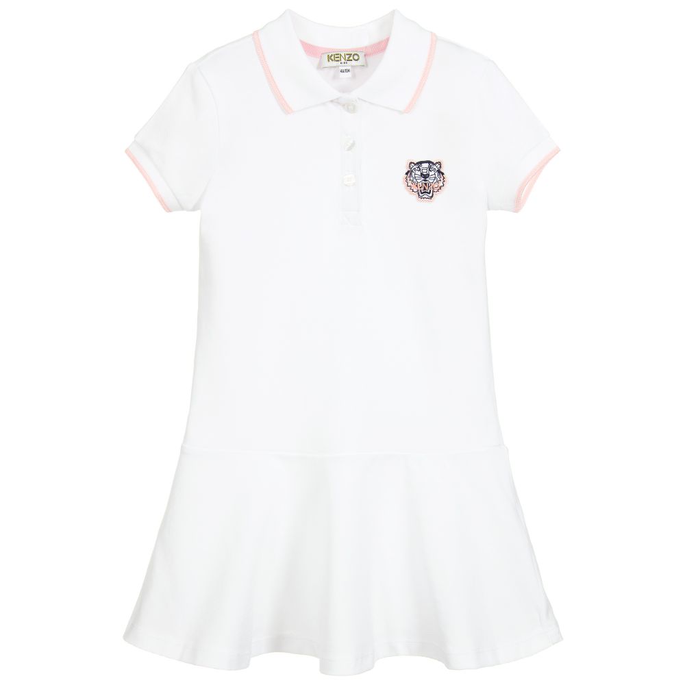 Girls Optic White Cotton Dress