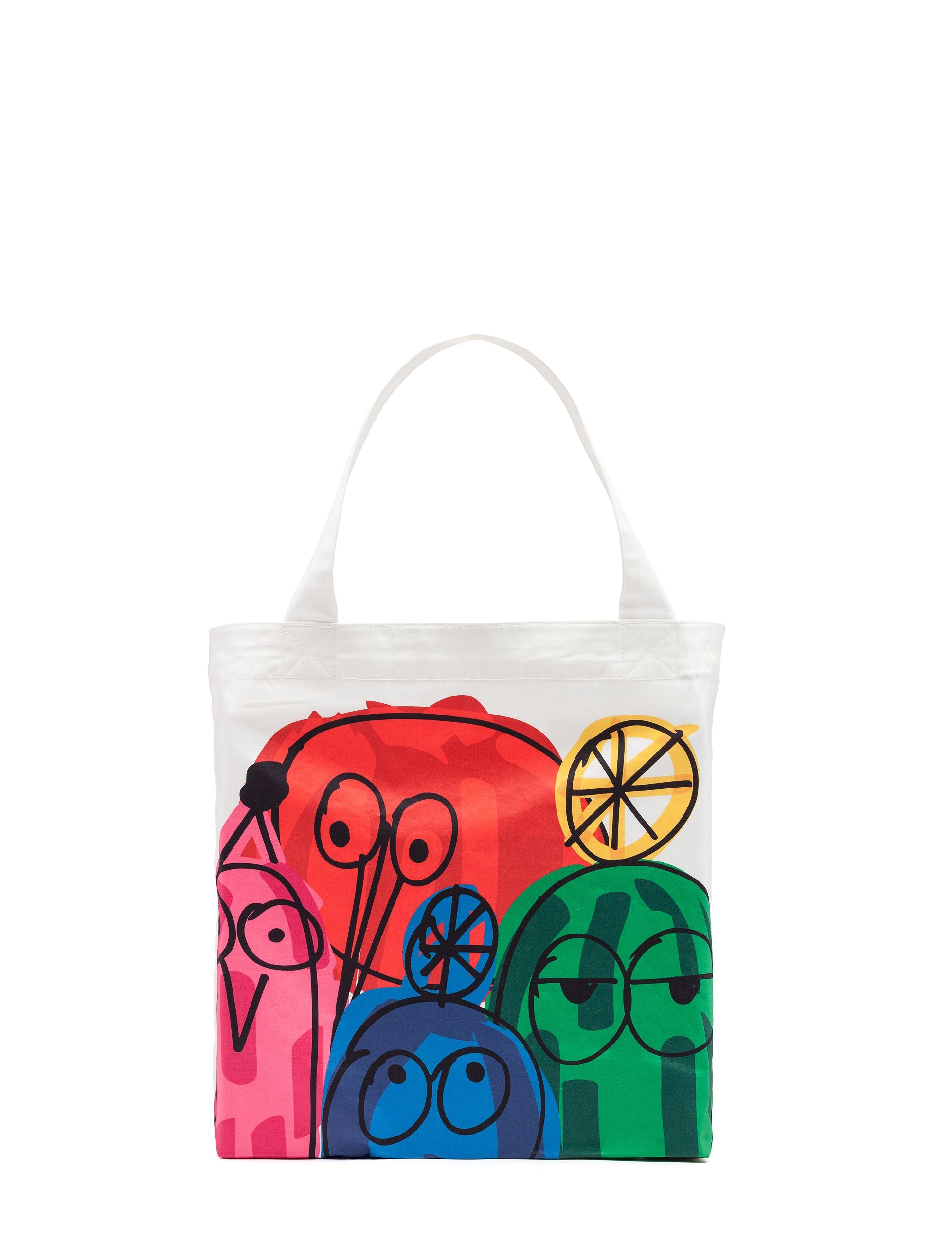 Girls White Printed Cotton Bag
