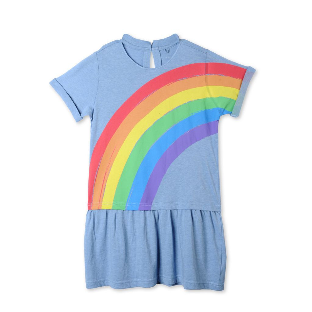 Girls Blue Rainbow Print Jess Dress