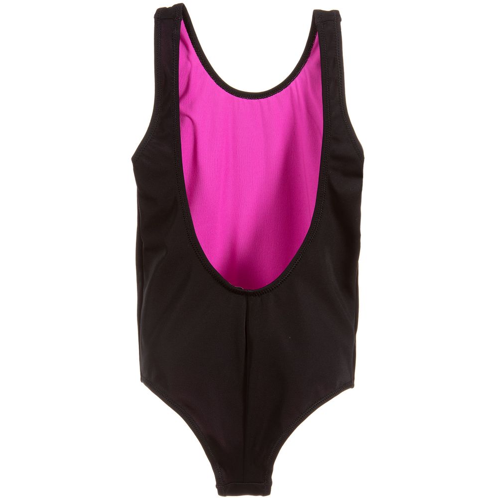 Girls Black Logo Swimsuit