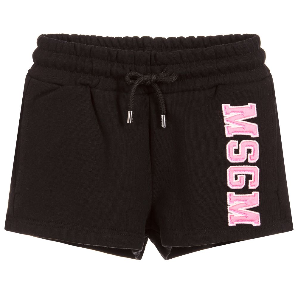 Girls Black Cotton Shorts