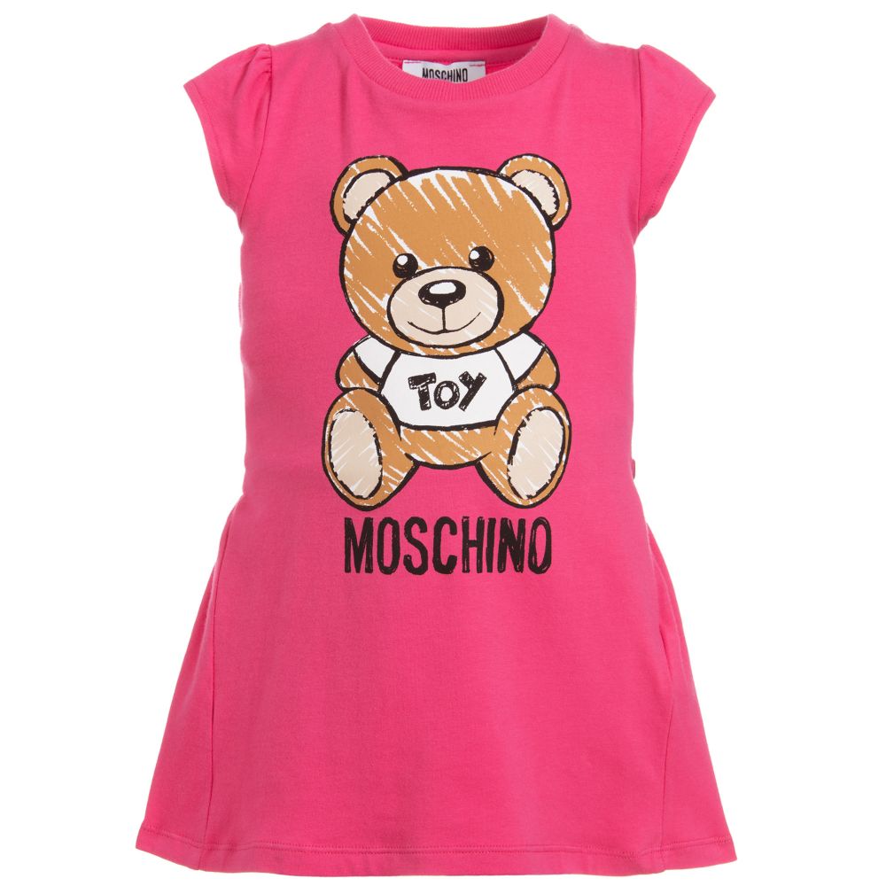 Girls Fuxia Teddy Cotton Dress