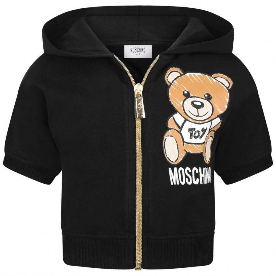 Girls Black Teddy Zip Sweatshirt