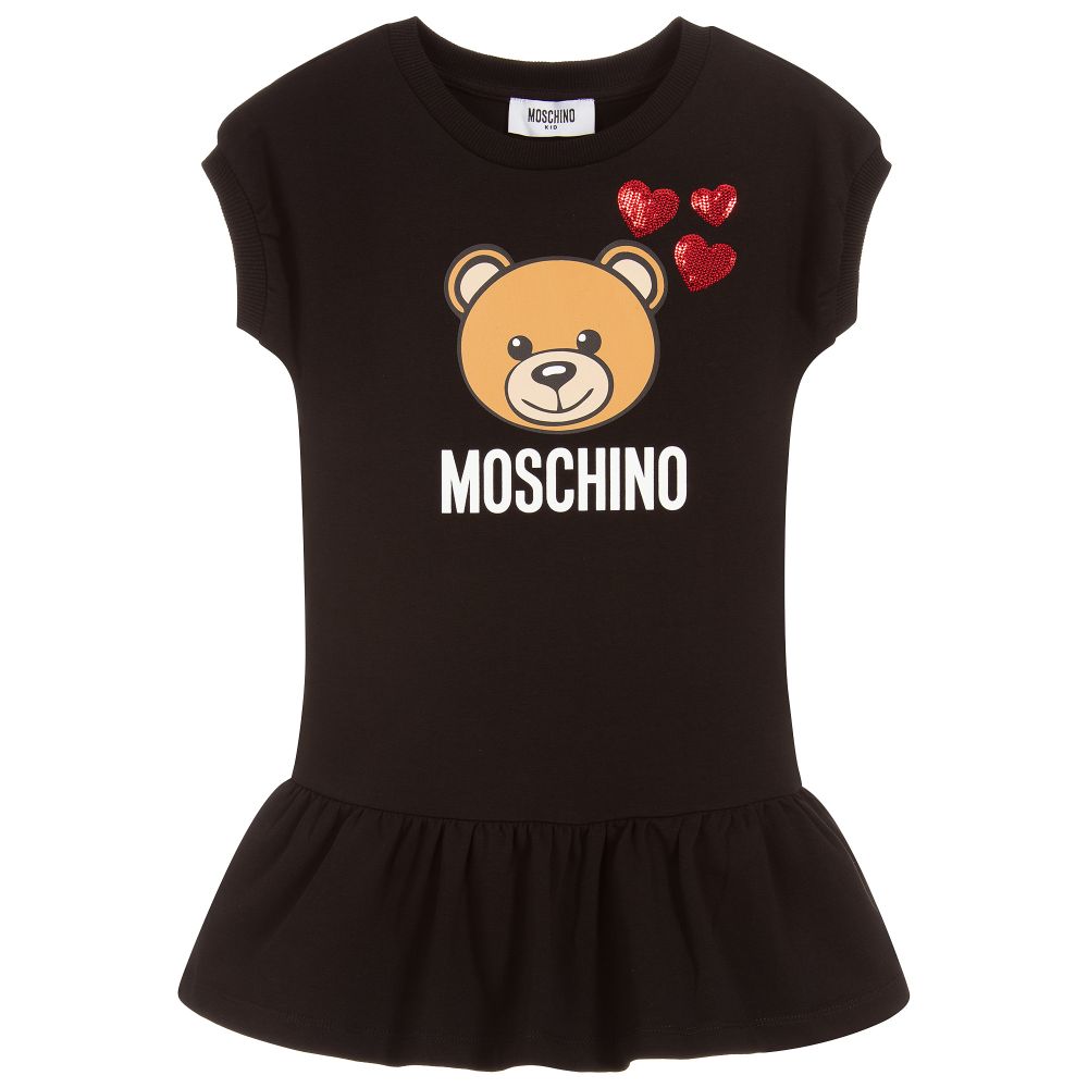 Girls Black Teddy Cotton Dress