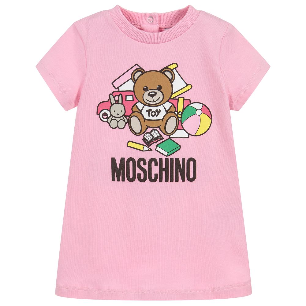 Baby Girls Pink Teddy Cotton Dress