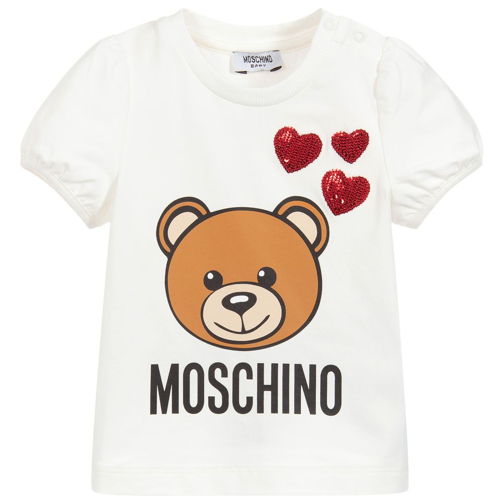 Baby Girls Ivory Cotton T-Shirt